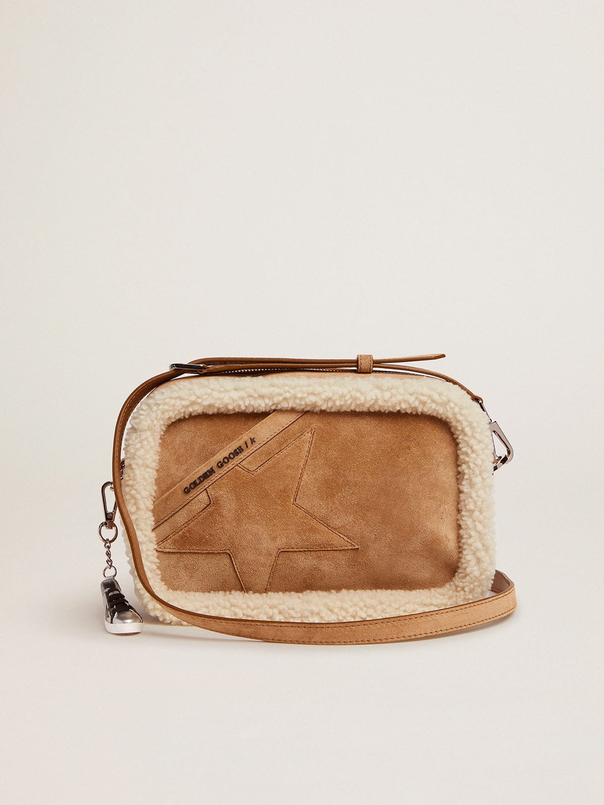 Star Bag made of suede leather with shearling edging