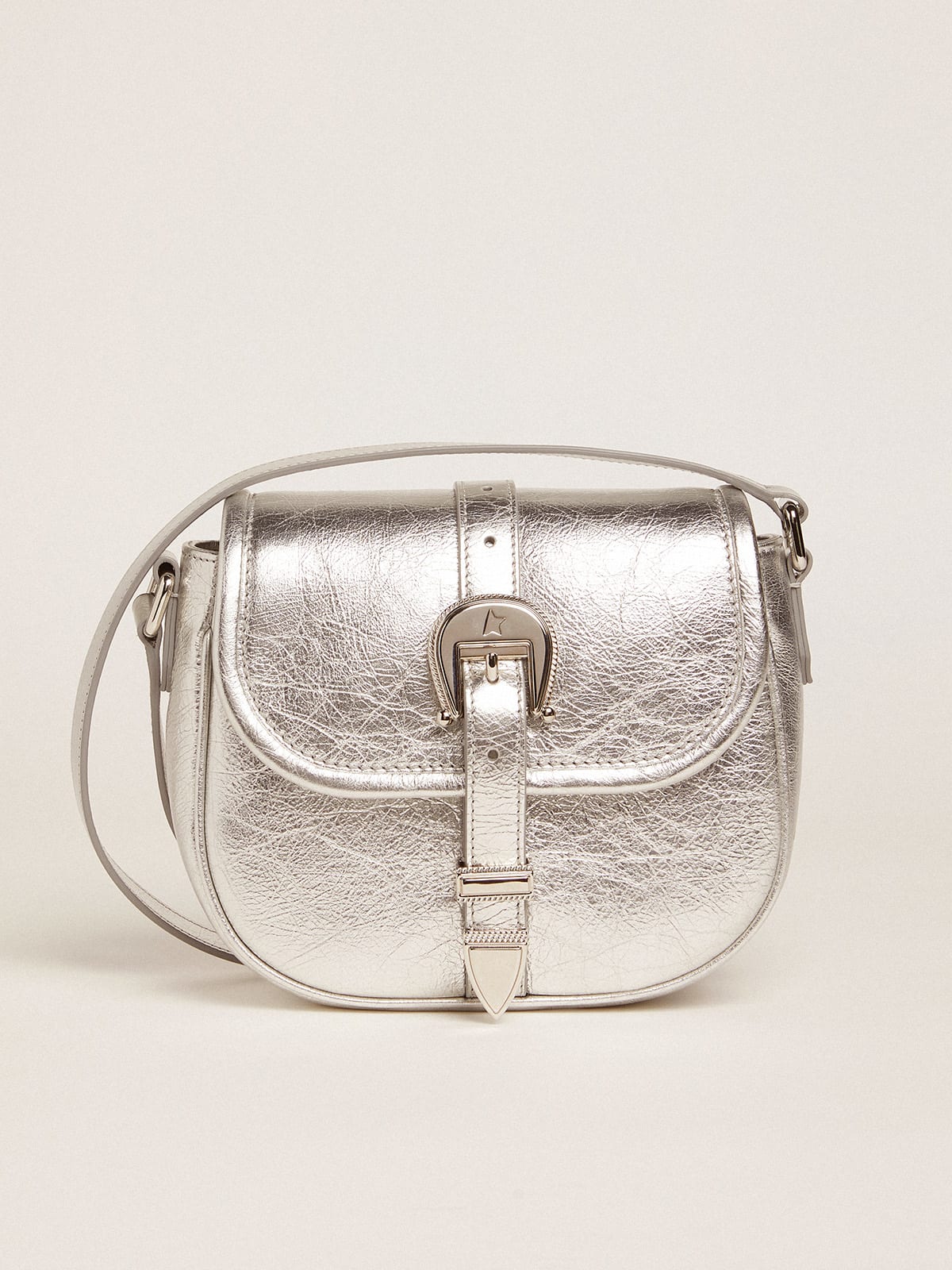 Small Rodeo Bag in silver laminated leather