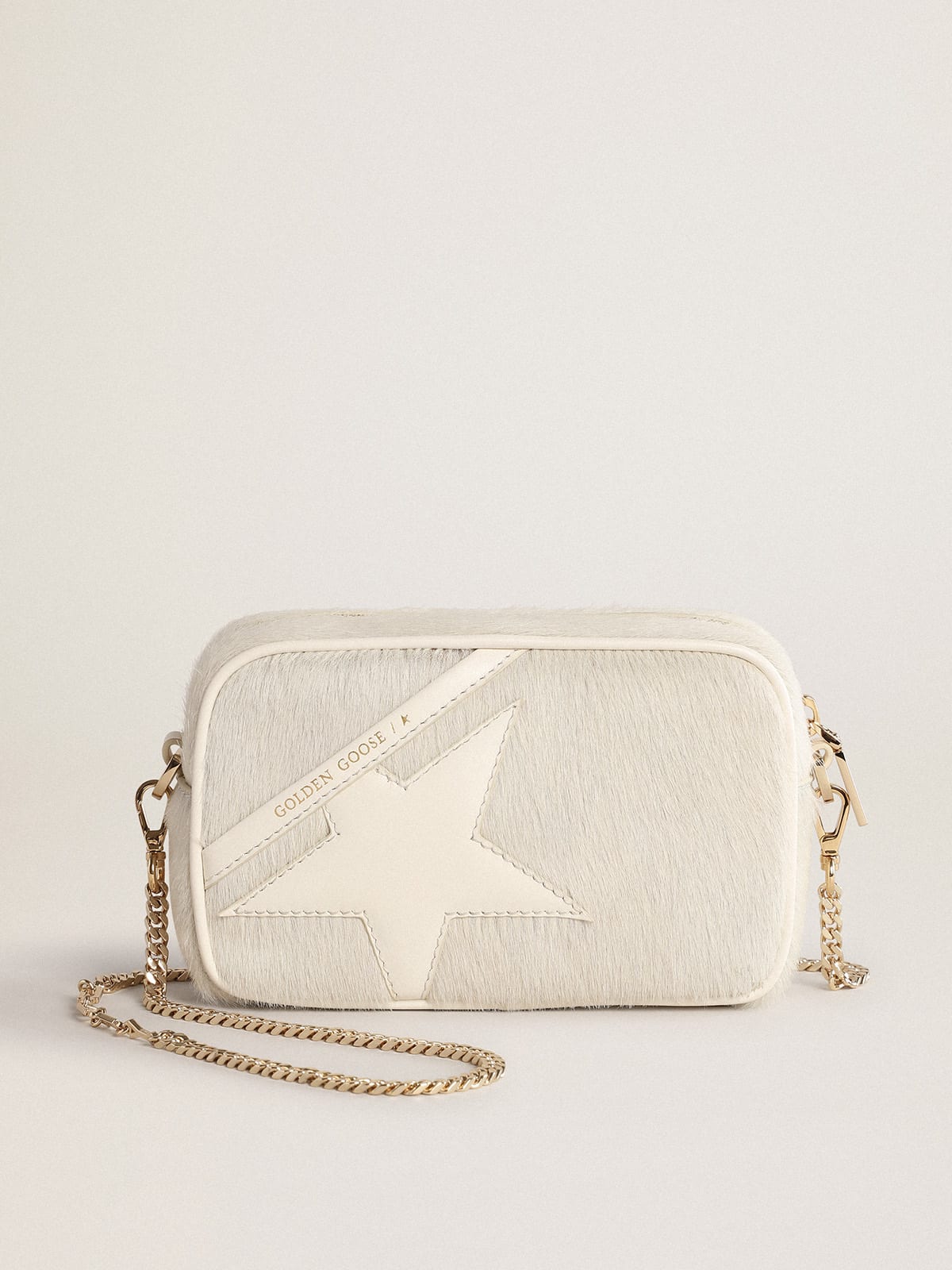 Mini Star Bag in heritage white leather with tone-on-tone star
