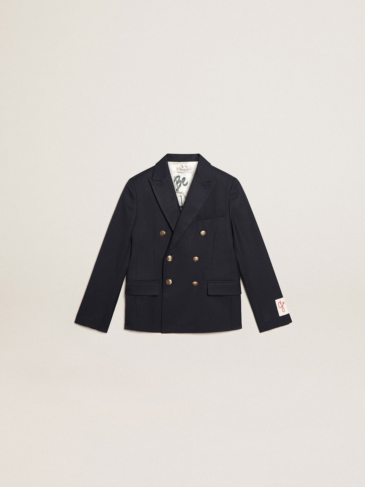 Boys' dark blue double-breasted buttoned blazer