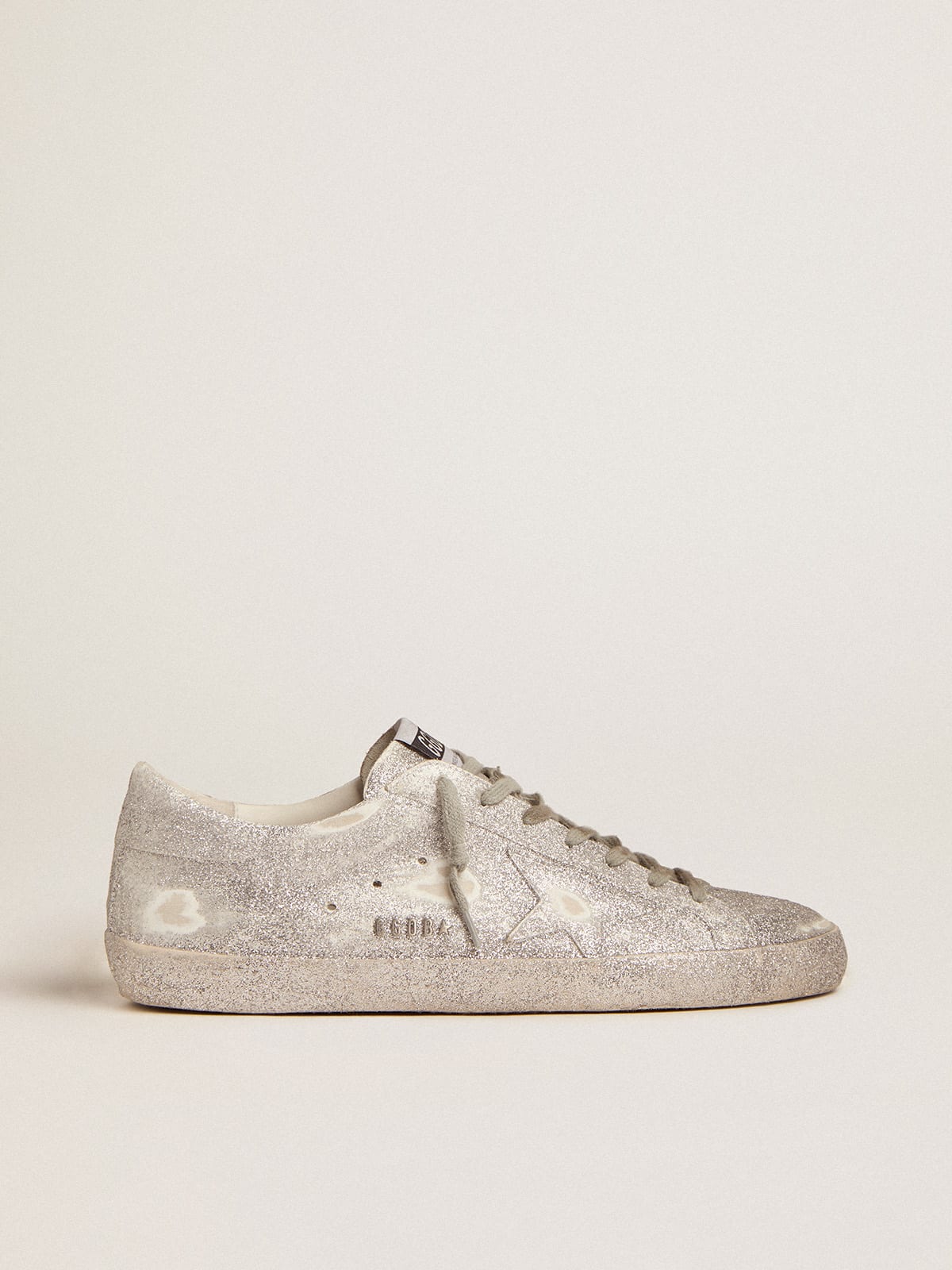 Super-Star sneakers in silver leather with all-over glitter dust