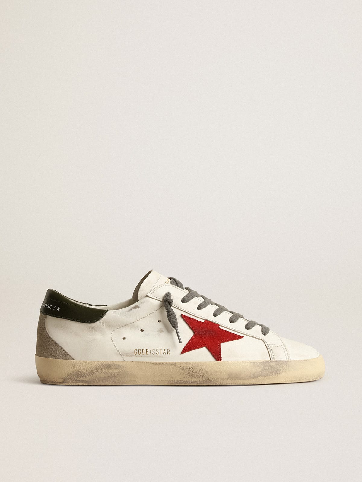 Super-Star with red suede star and green leather heel tab