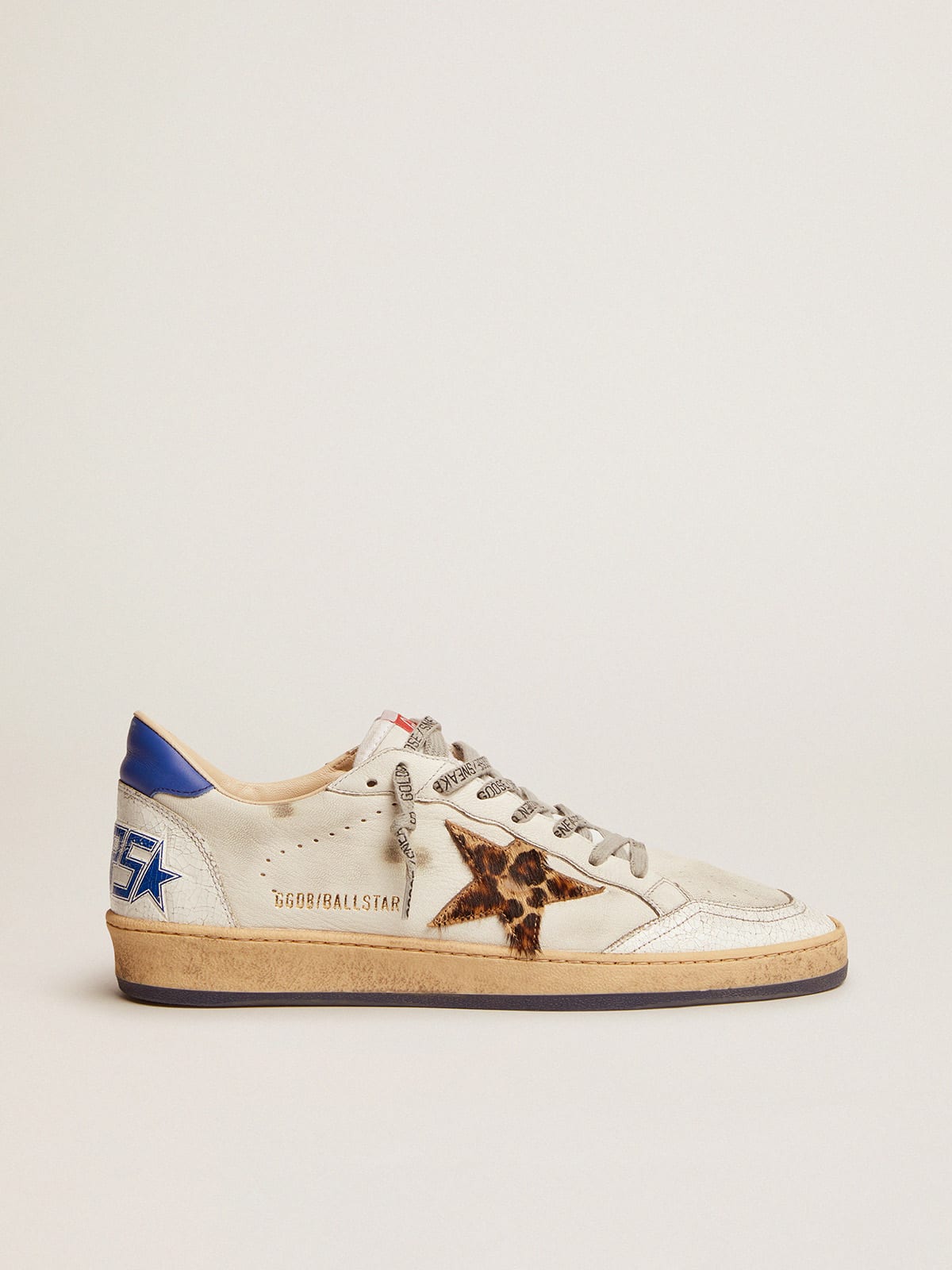 Ball Star sneakers in white leather with light blue details