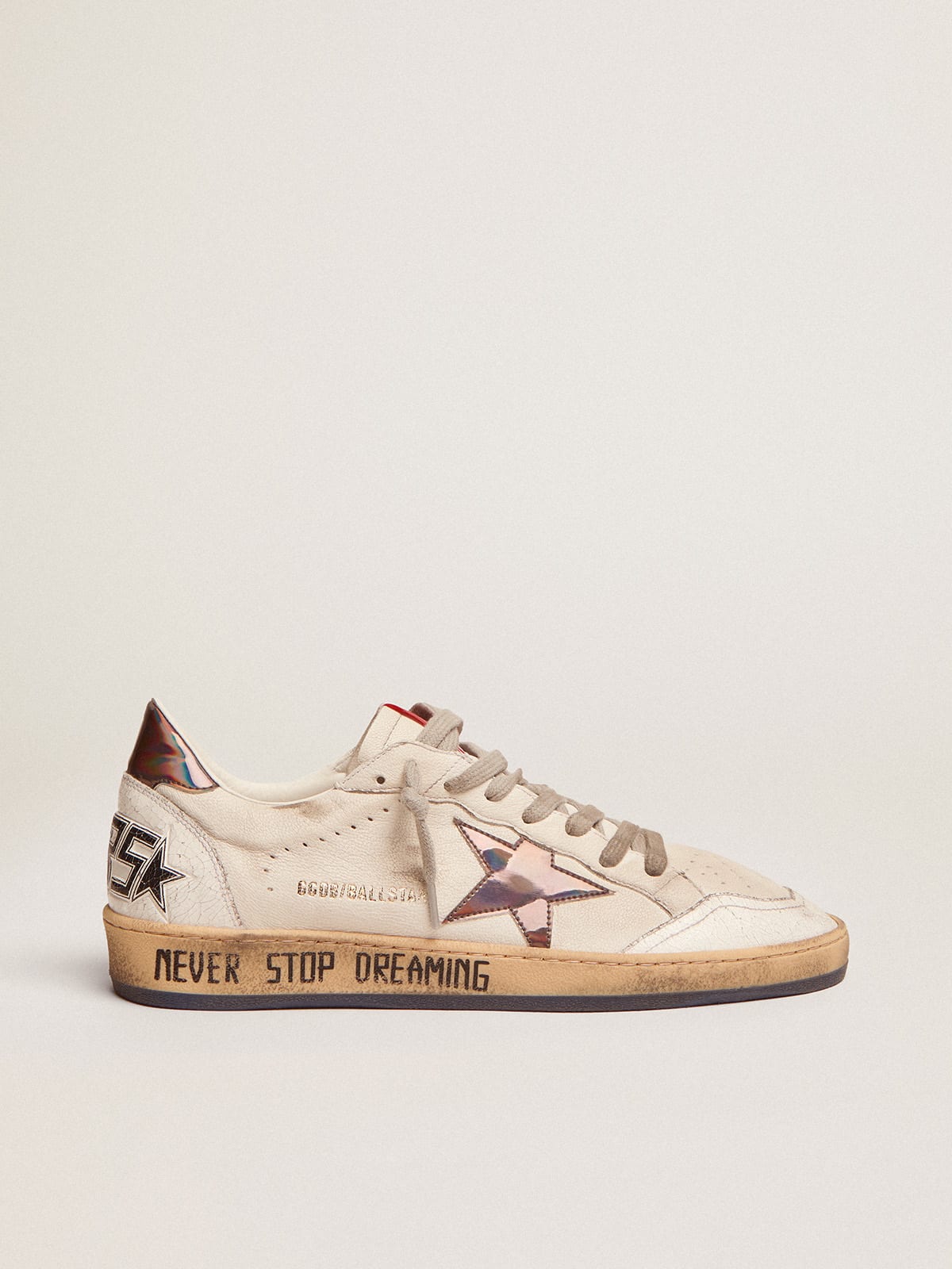 Ball Star sneakers in nappa leather with holographic inserts and lettering on the sole
