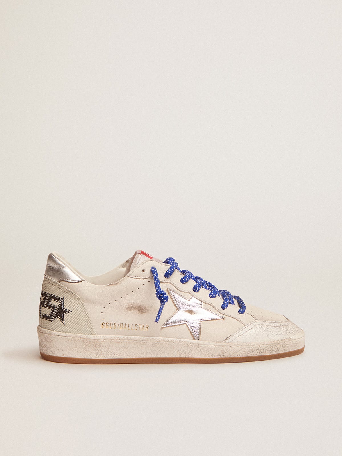 Ball Star LTD sneakers in white nappa leather with silver laminated leather star and heel tab