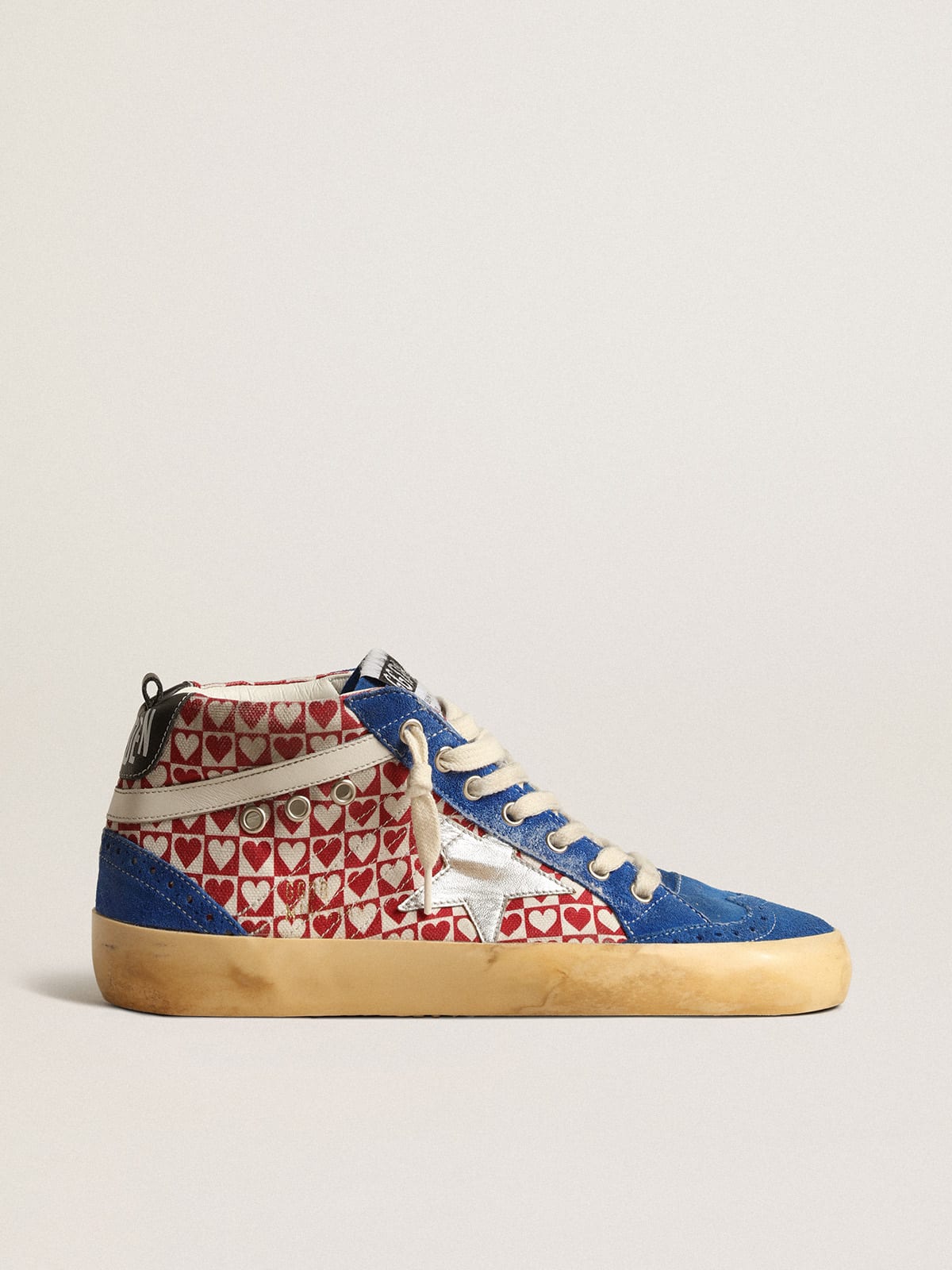 Men's Mid Star in canvas with heart print and silver star