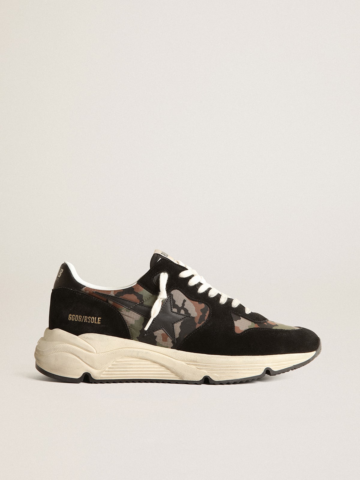Running Sole sneakers in camouflage-print ripstop nylon with black leather star