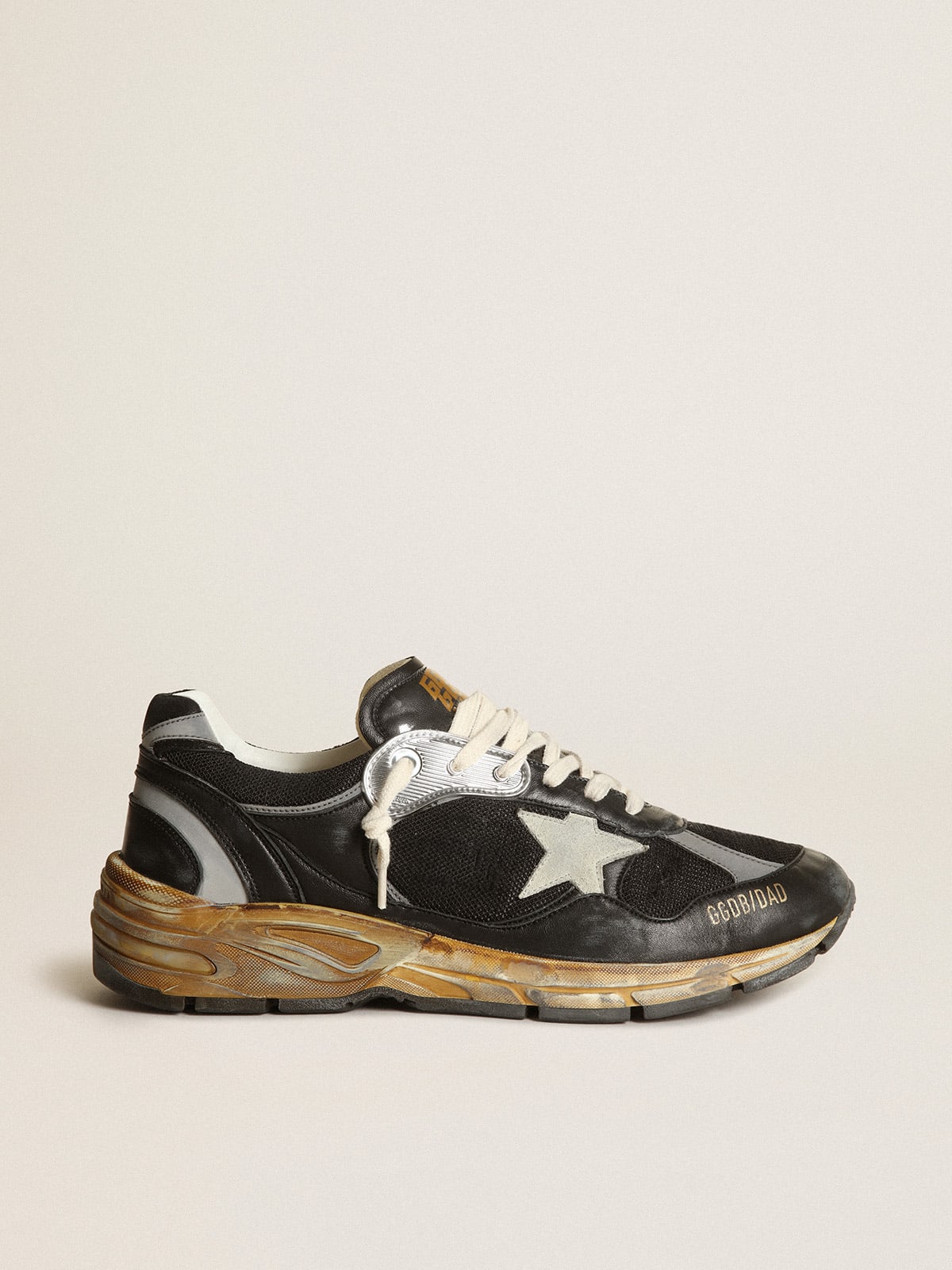 Men's Dad-Star sneakers in black mesh and nappa leather with ice-gray suede star