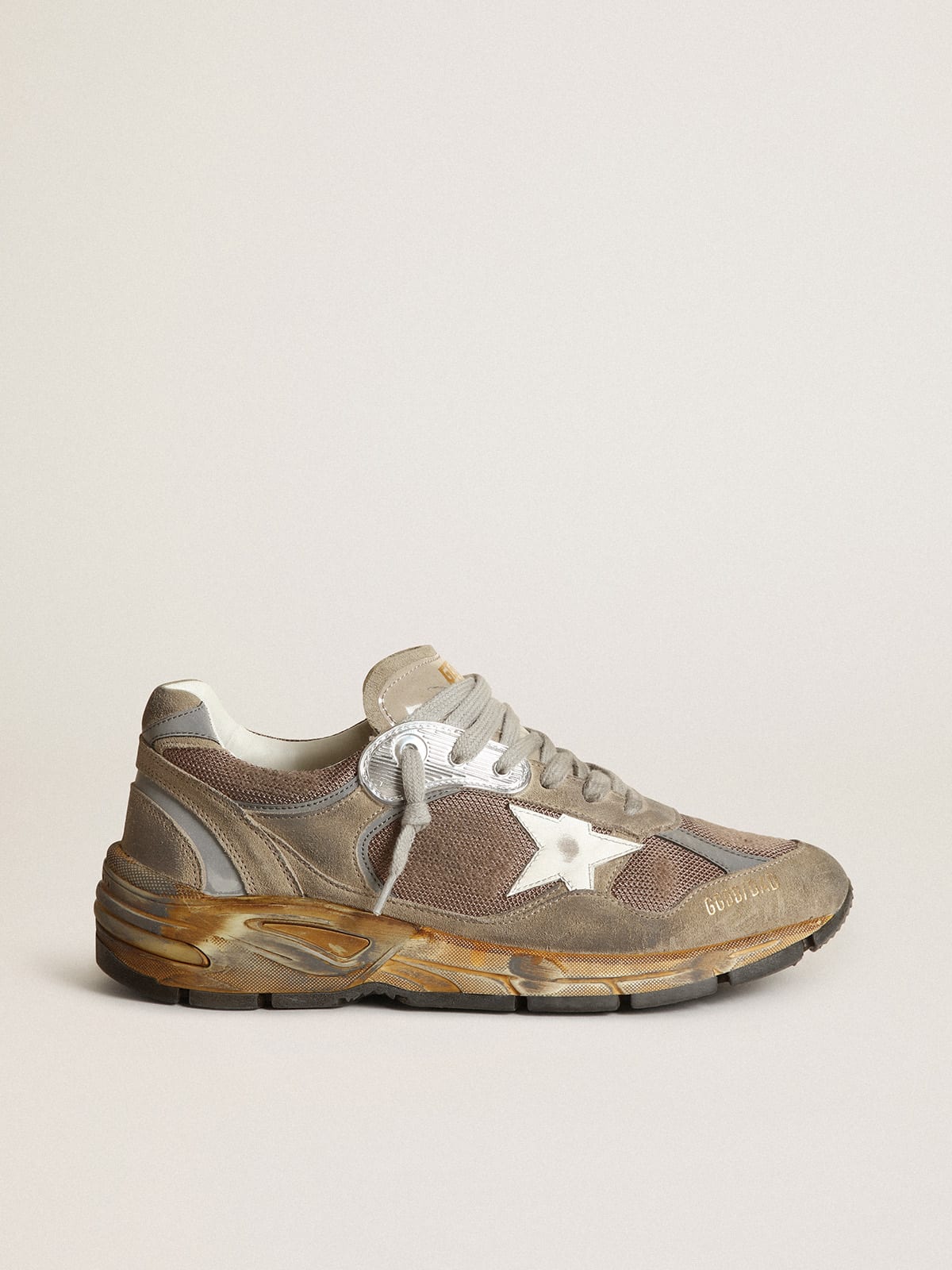 Men's Dad-Star sneakers in dove-gray mesh and suede with white leather star