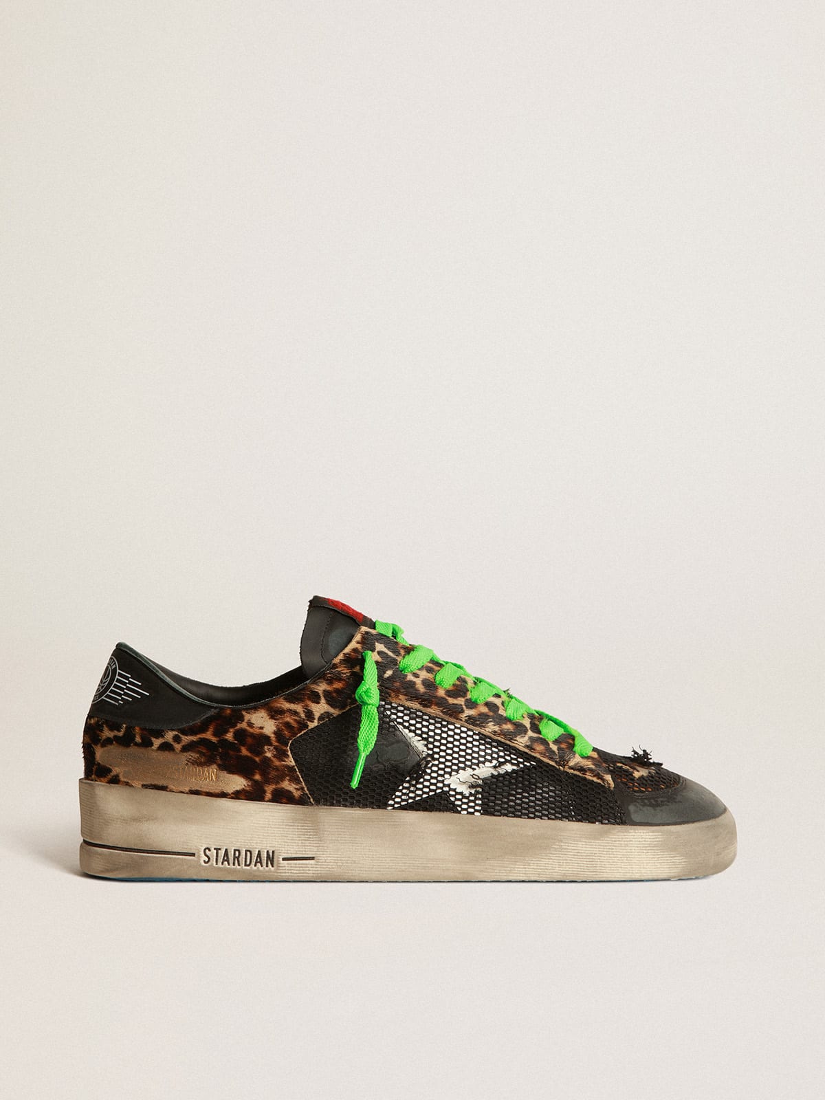 Leopard print Stardan sneakers with green laces