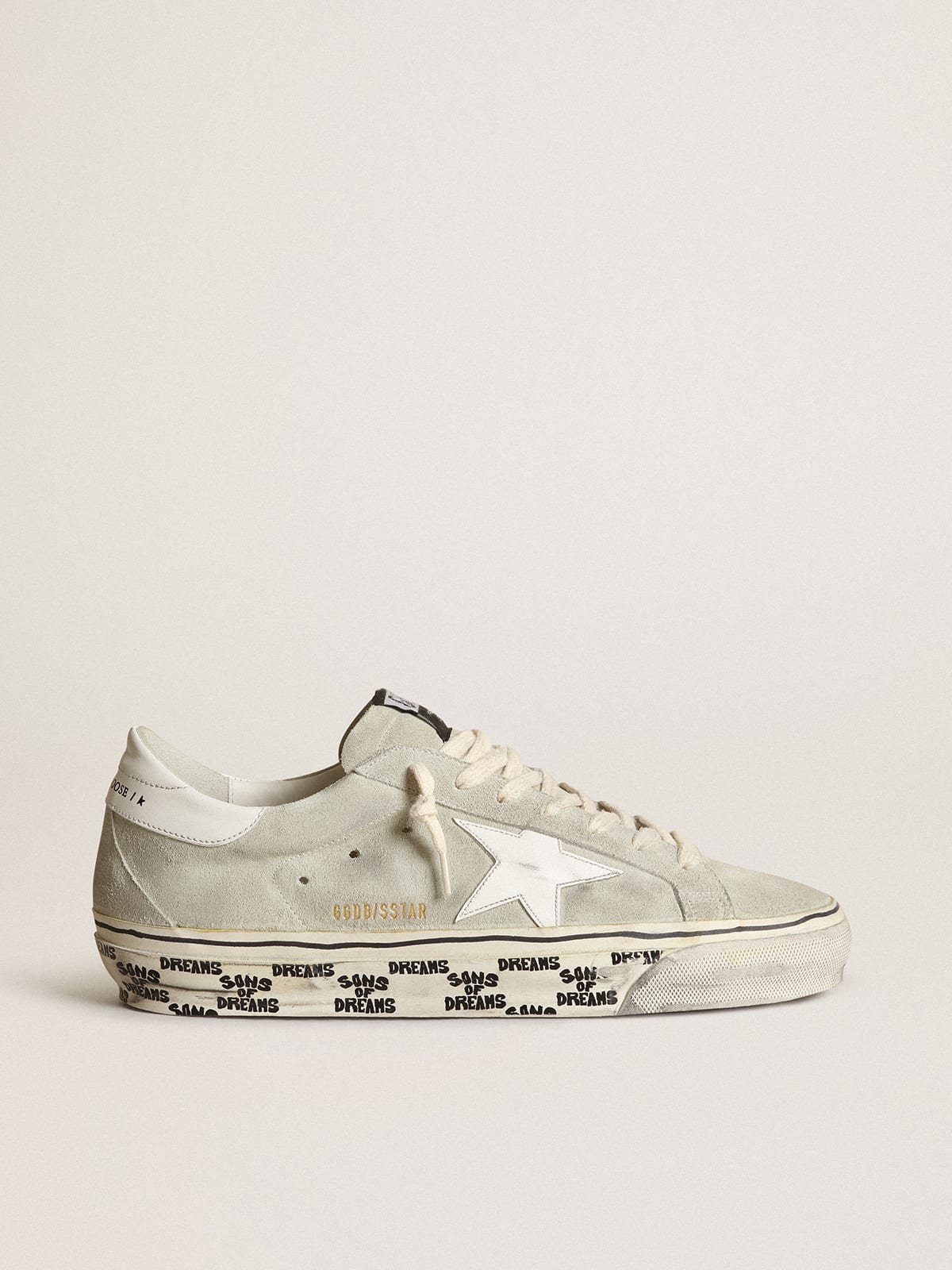 Super-Star sneakers in ice-gray suede with white leather star and heel tab