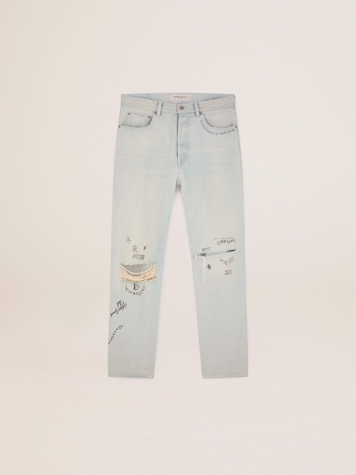 Golden Collection bleached jeans with distressed treatment
