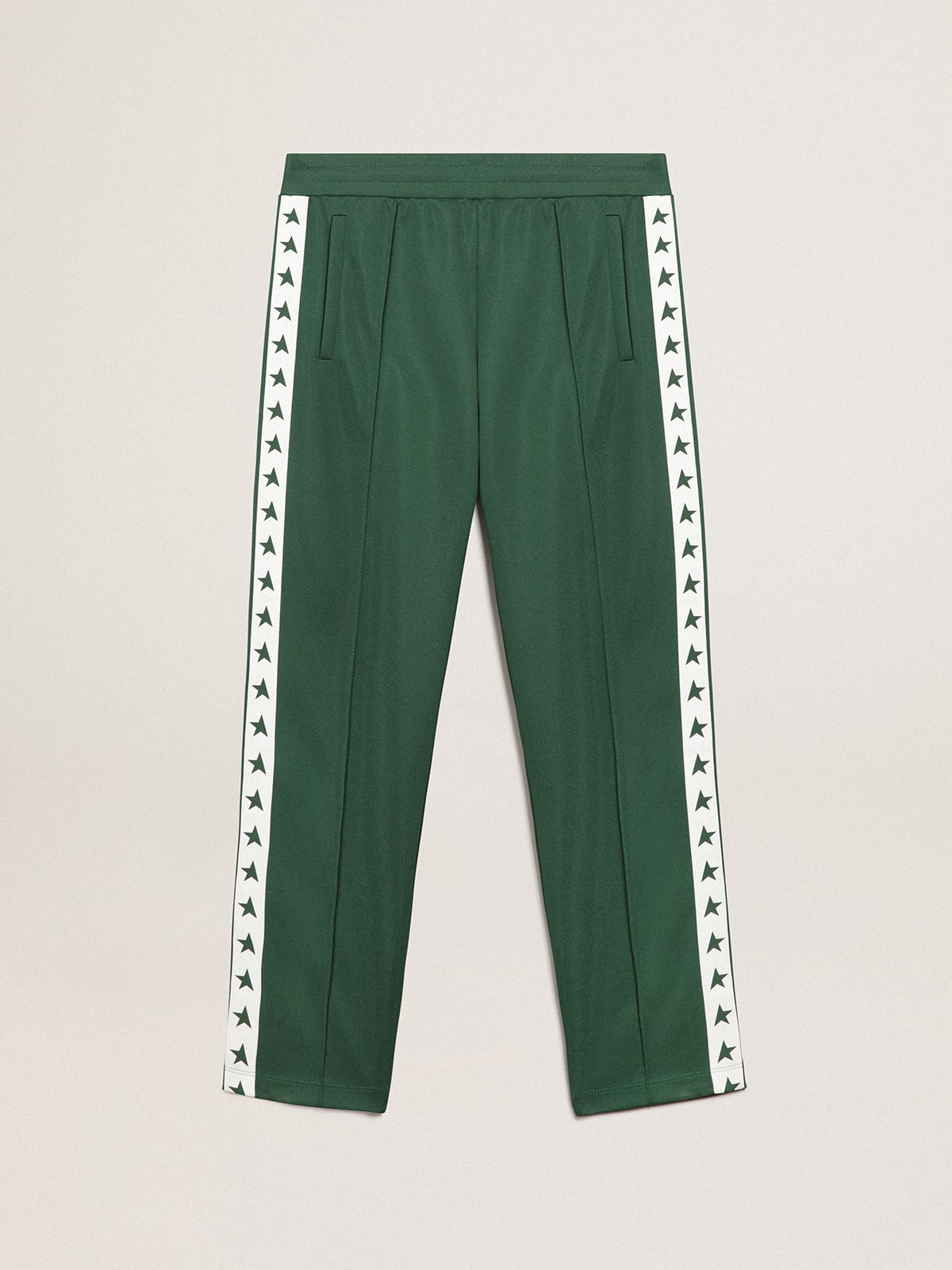 Men's green joggers with stars on the sides