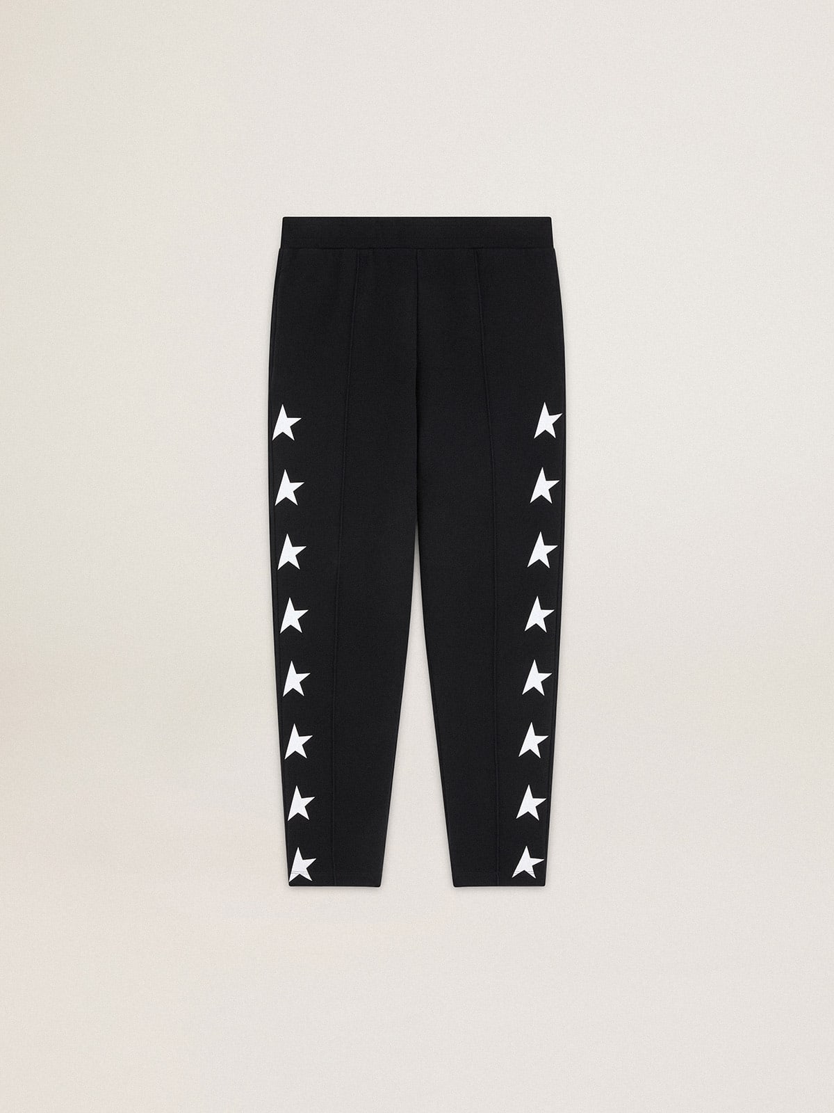 Black joggers with contrasting white stars