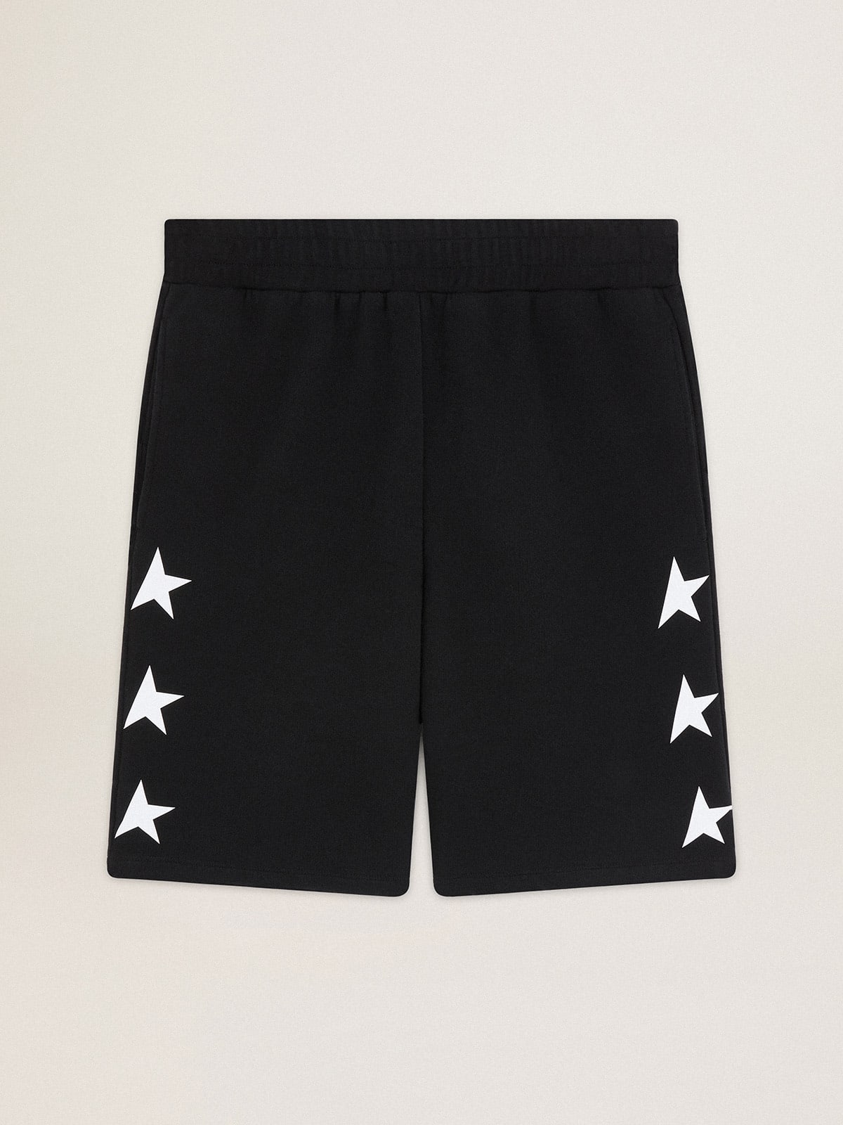 Men's black Bermuda shorts with contrasting white stars