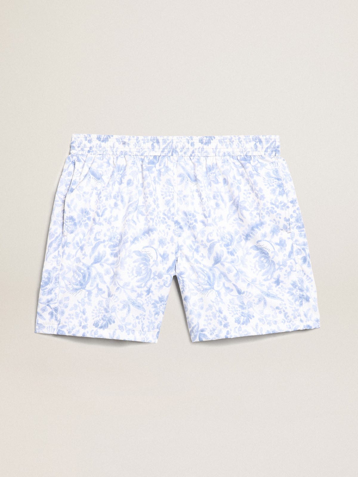 Resort Collection swim shorts with Mediterranean blue print