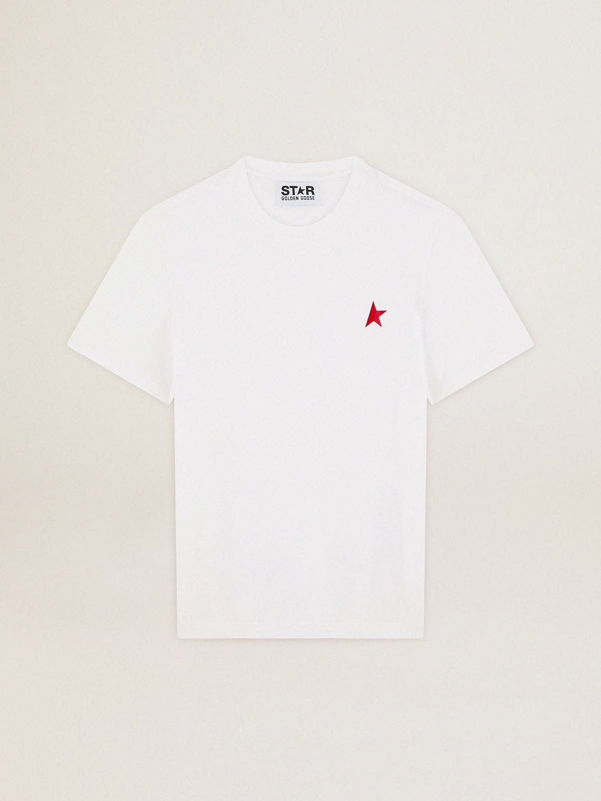 Star Collection T-shirt in white with contrasting red star on the front