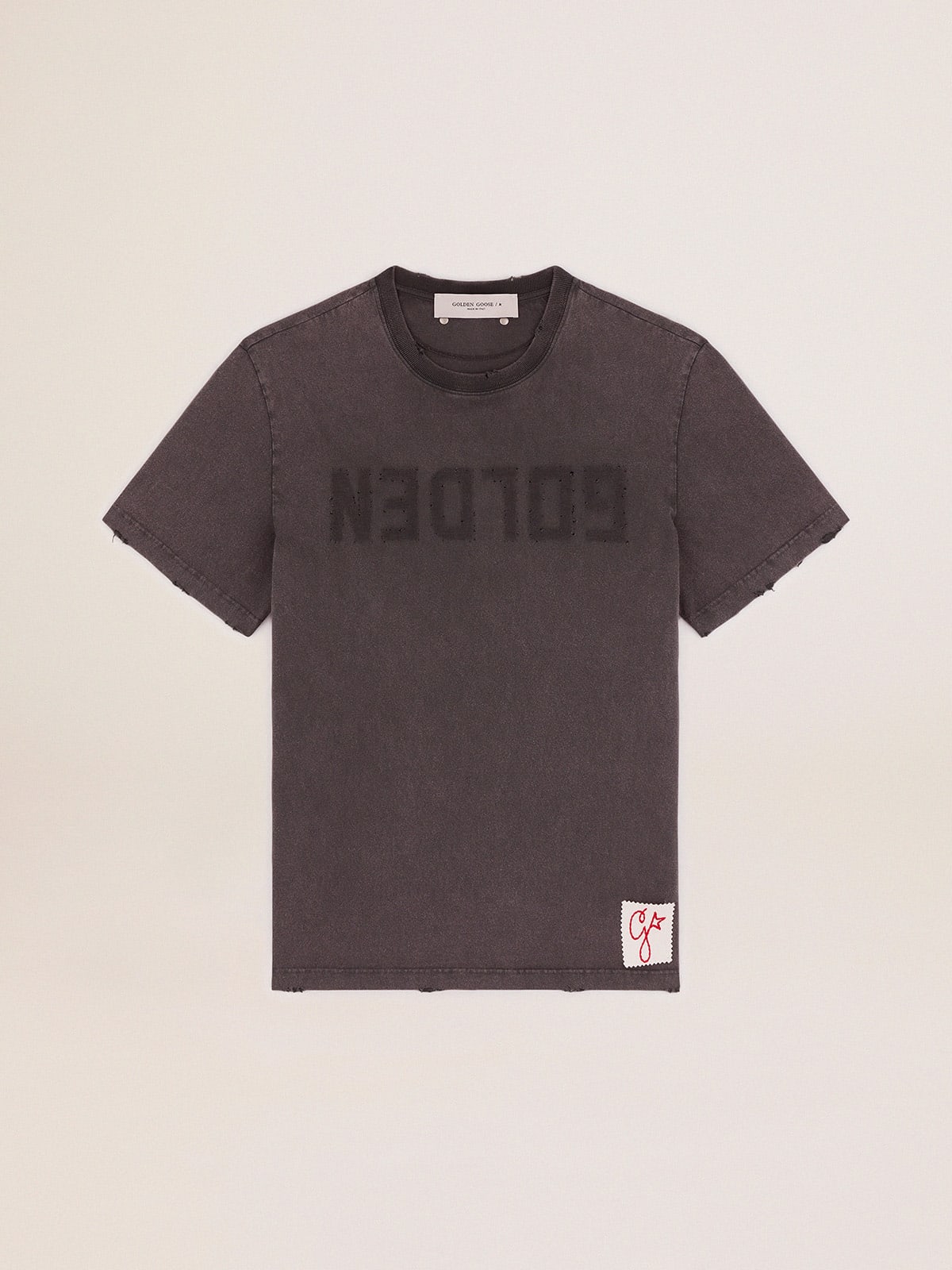 Golden Collection T-shirt in anthracite gray with a distressed treatment