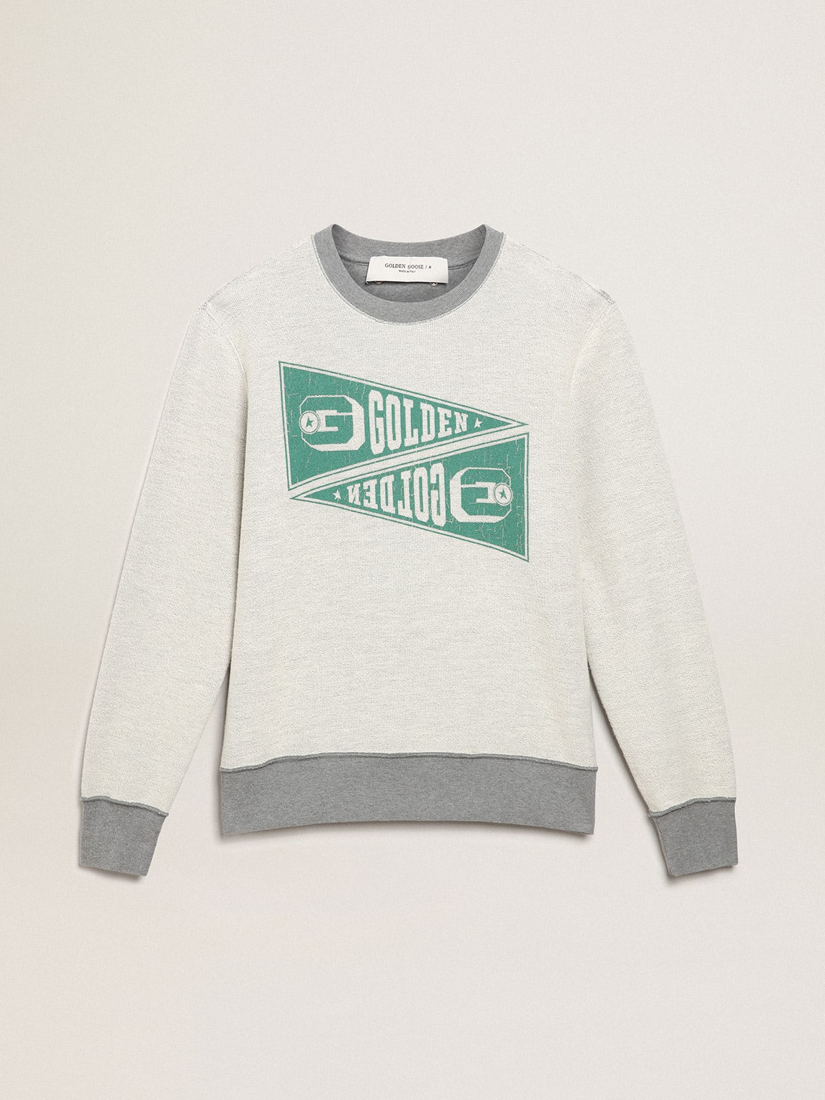 Melange-gray Golden Collection sweatshirt with green Golden print