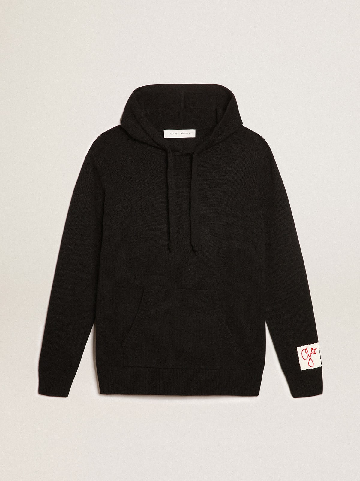 Men's black cashmere blend sweatshirt with hood
