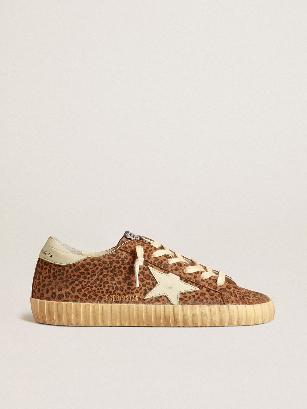 Super-Star in suede with leopard print and cream leather star