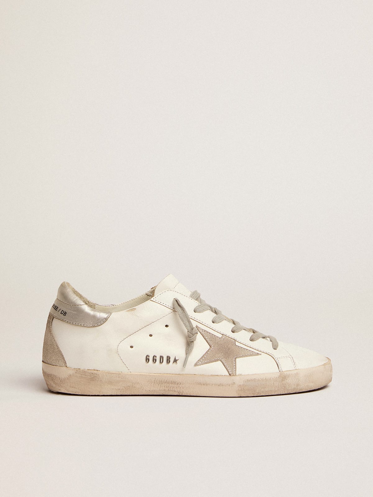 Women's Super-Star sneakers with silver heel tab and metal stud lettering