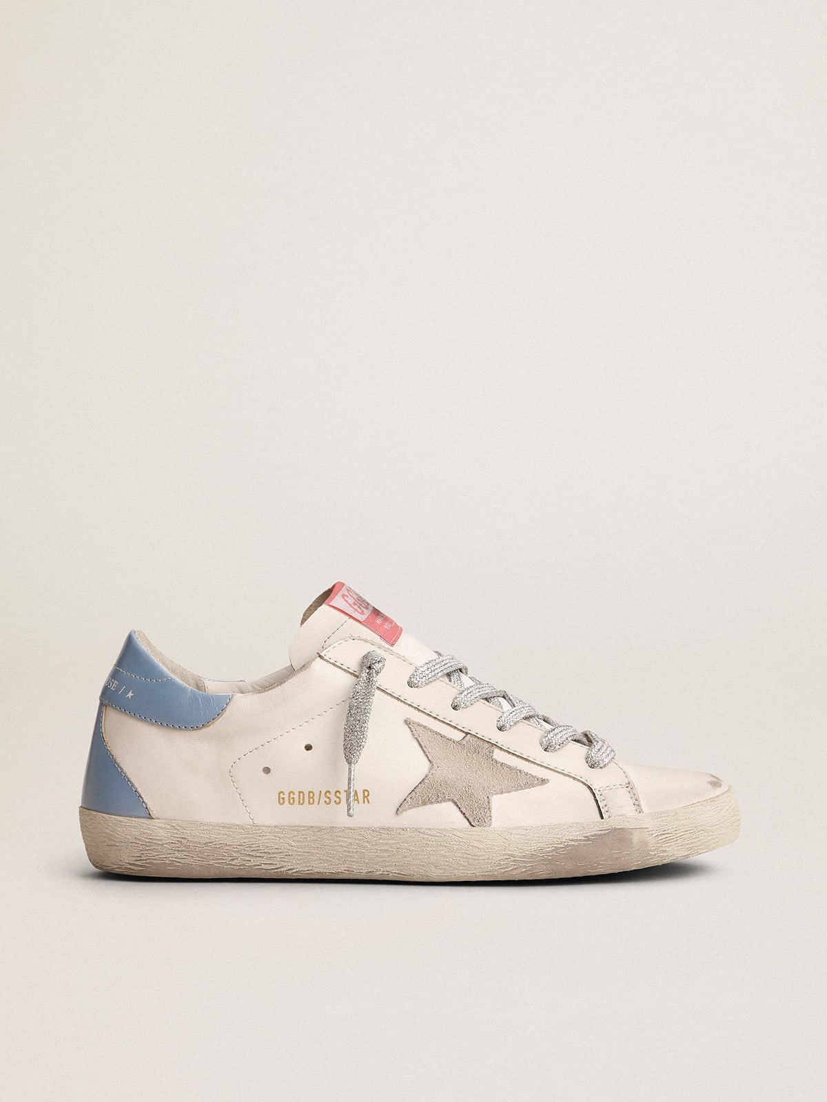 Super-Star sneakers with light blue heel tab and ice-gray star