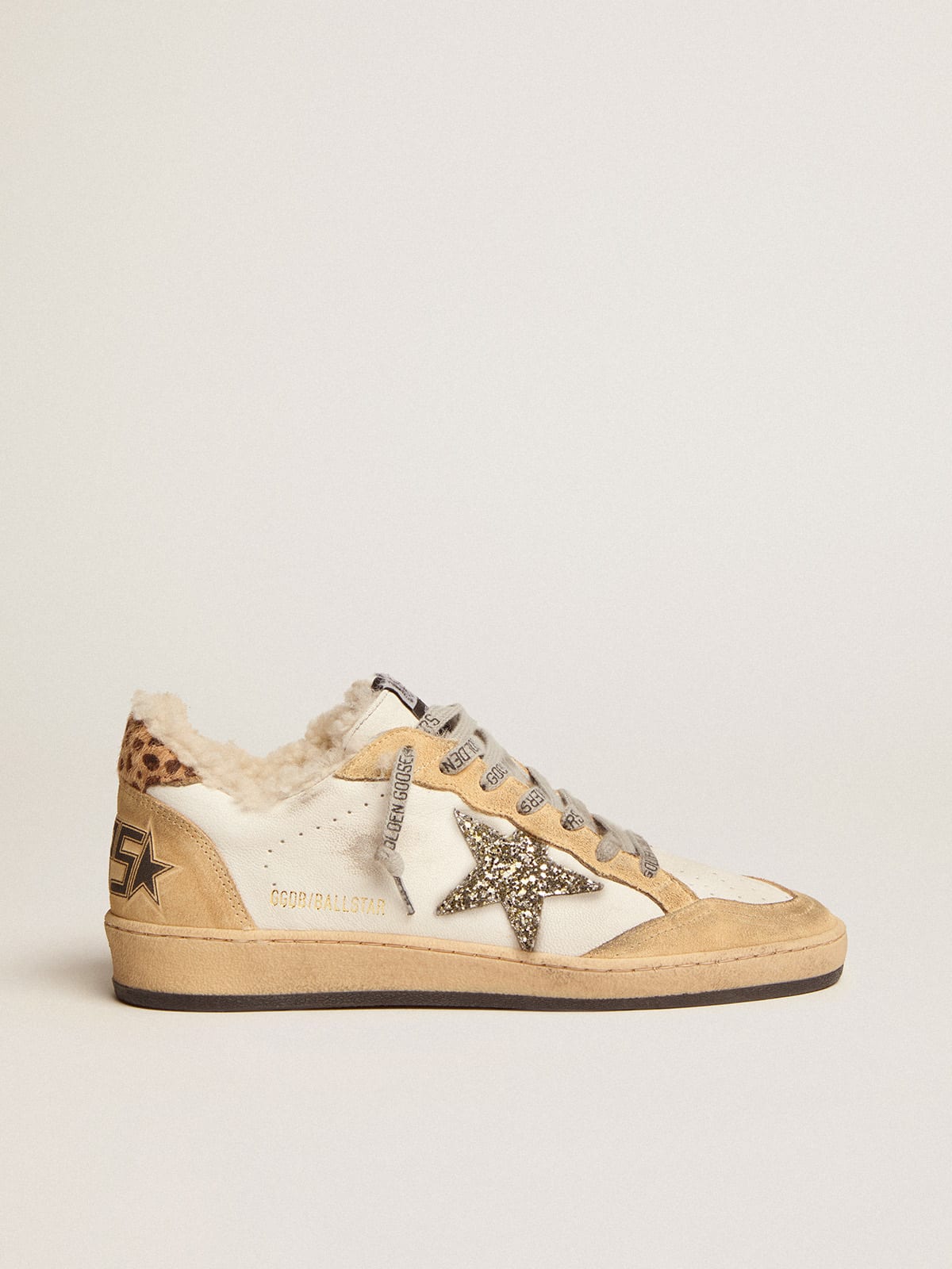 Ball Star sneakers in nappa leather with glitter star and shearling lining