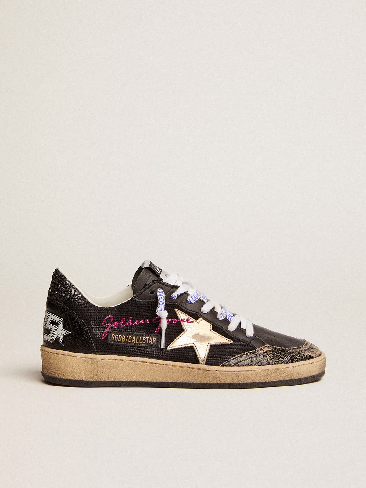 Black canvas Ball Star sneakers with platinum-colored star