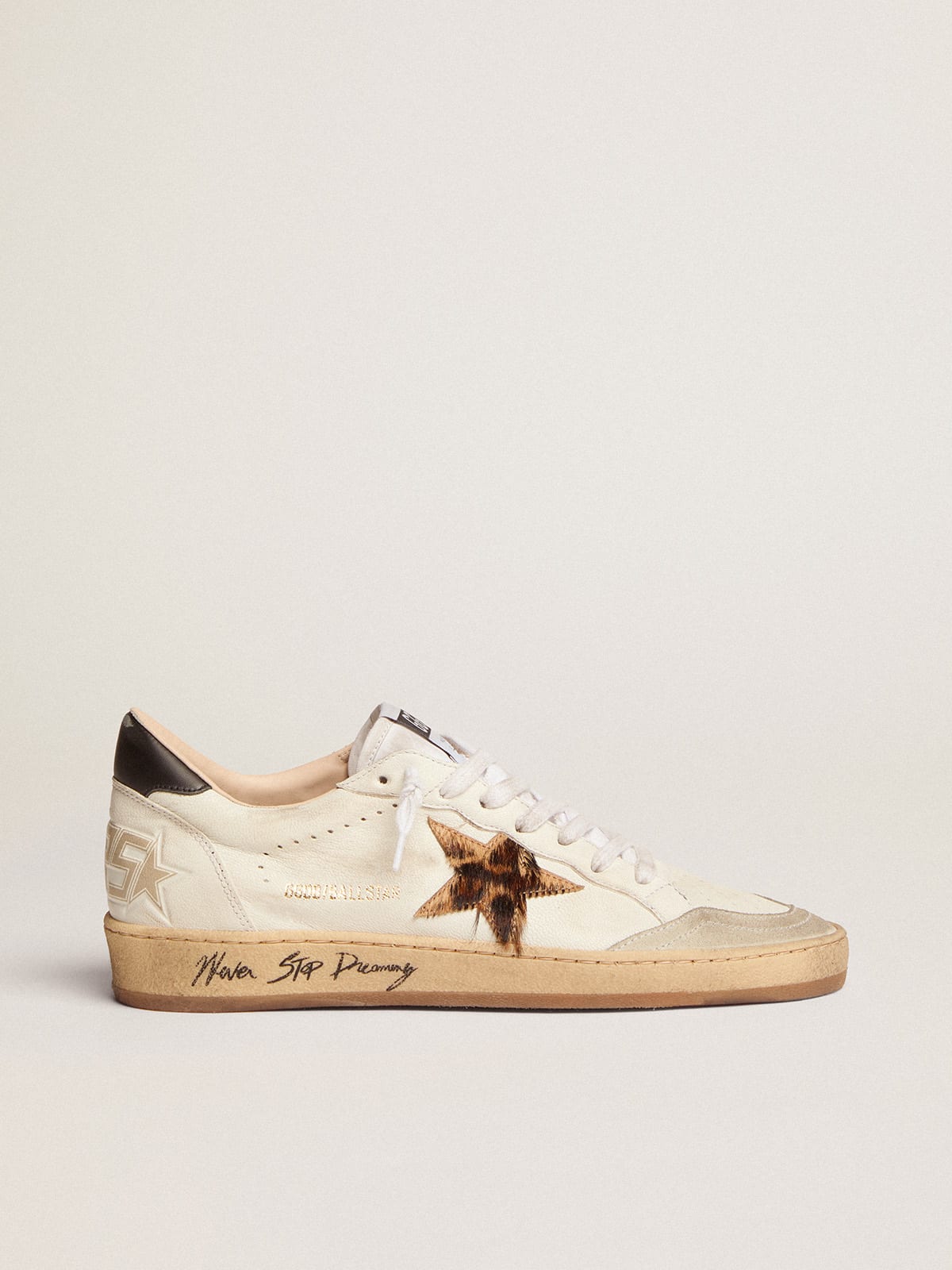 Ball Star sneakers with leopard-print pony skin star and black leather heel tab