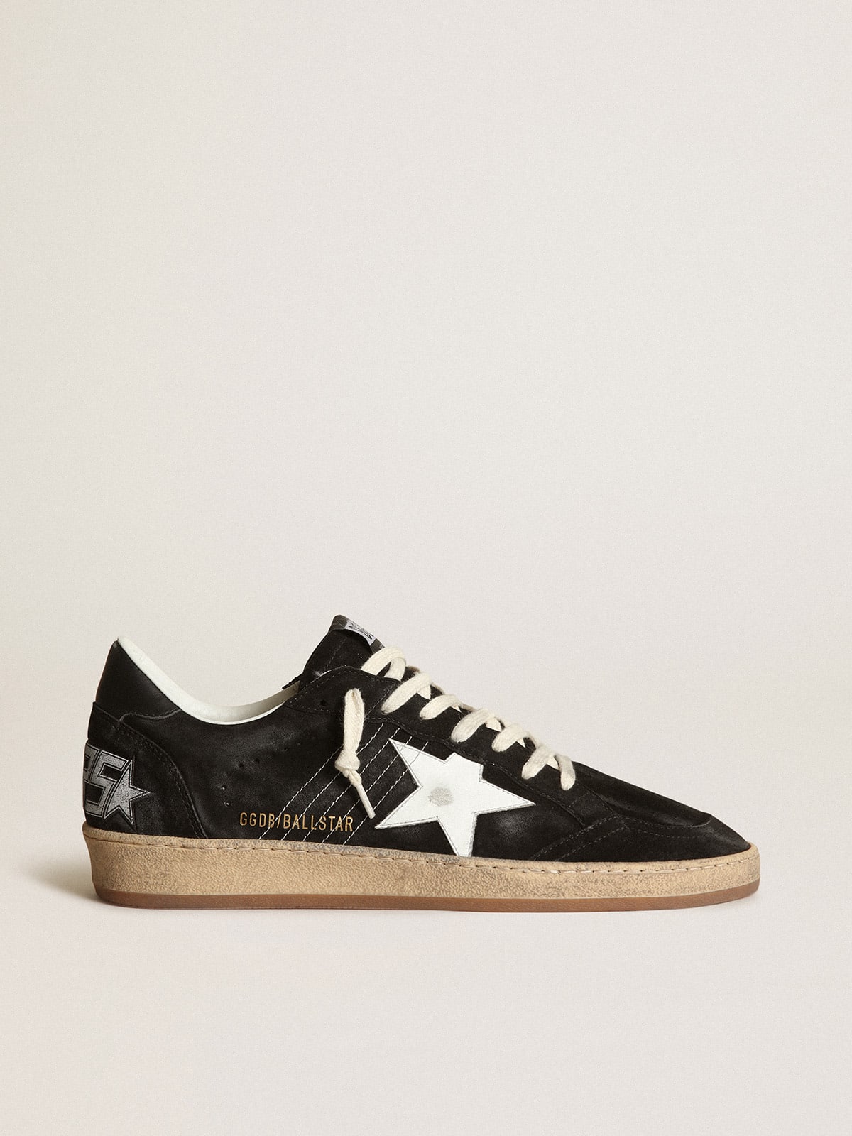 Women's Ball Star sneakers in black suede with white leather star and black leather heel tab