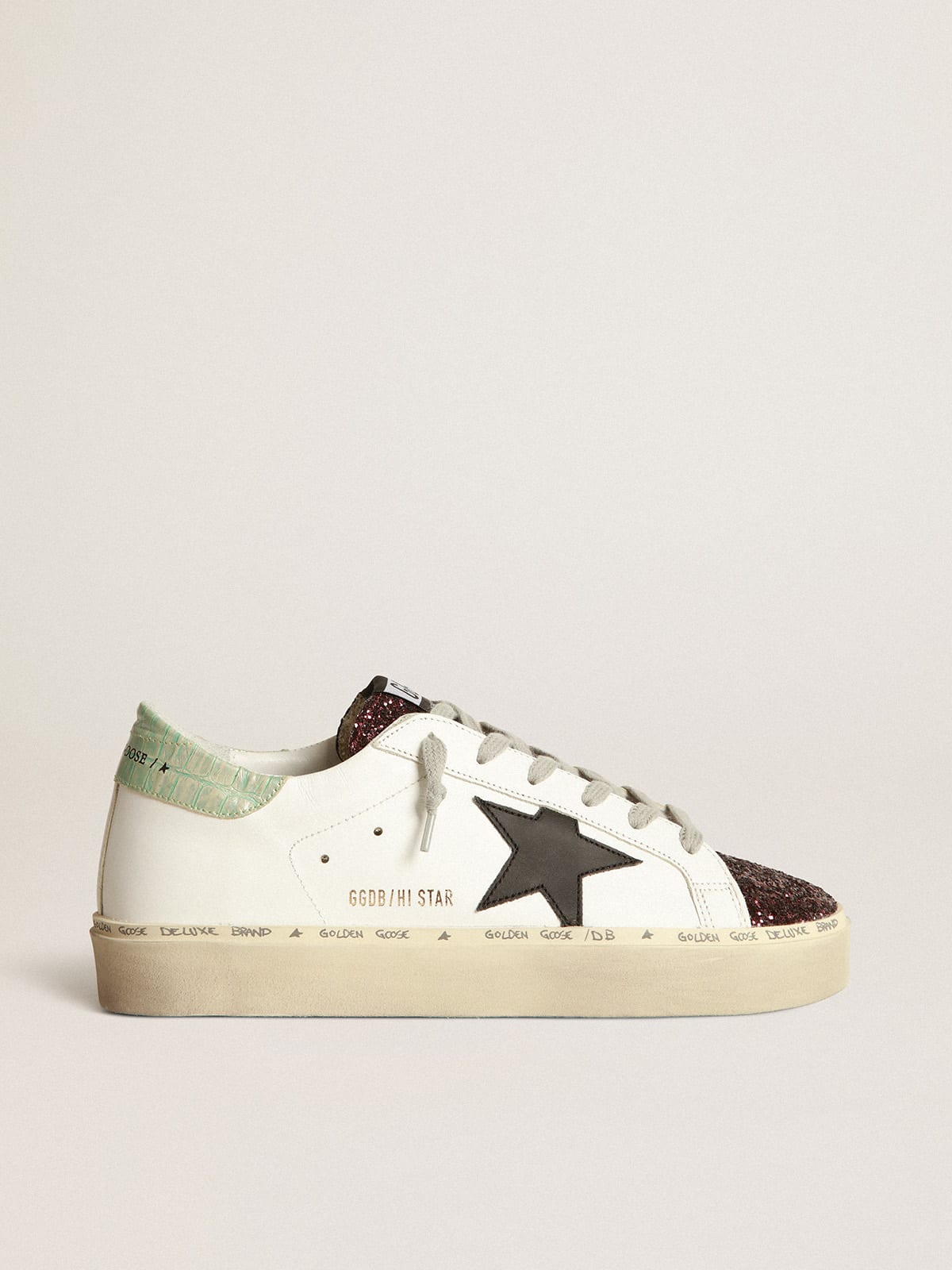 White Hi-Star sneakers with glittery insert and black star