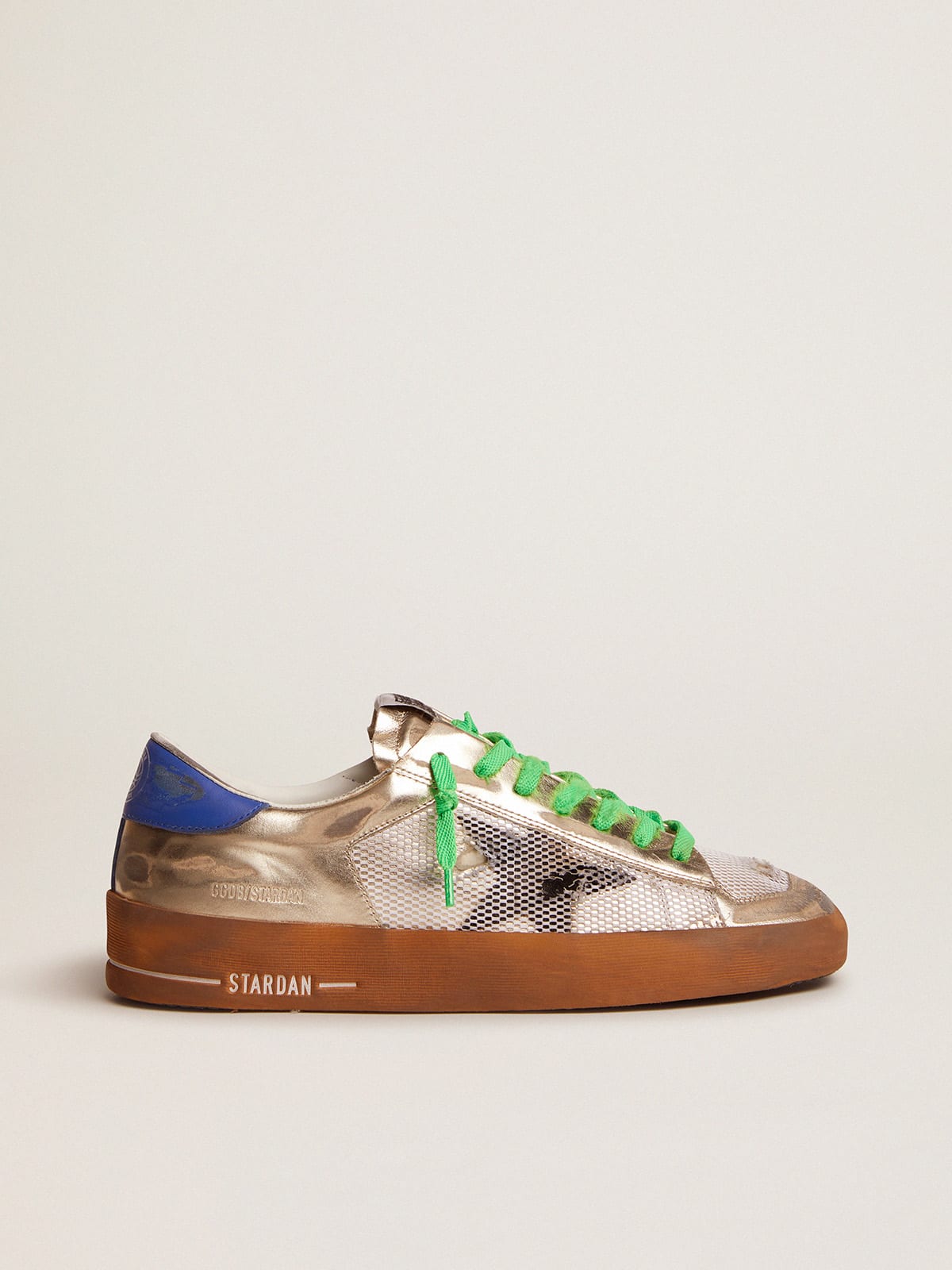 Women's Stardan LAB sneakers in laminated leather and mesh with a blue heel tab