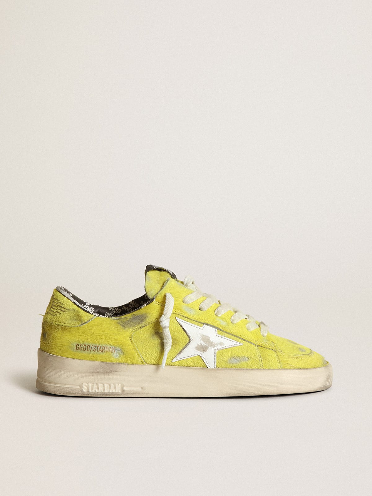 Women's Stardan sneakers in fluorescent yellow pony skin with white leather star