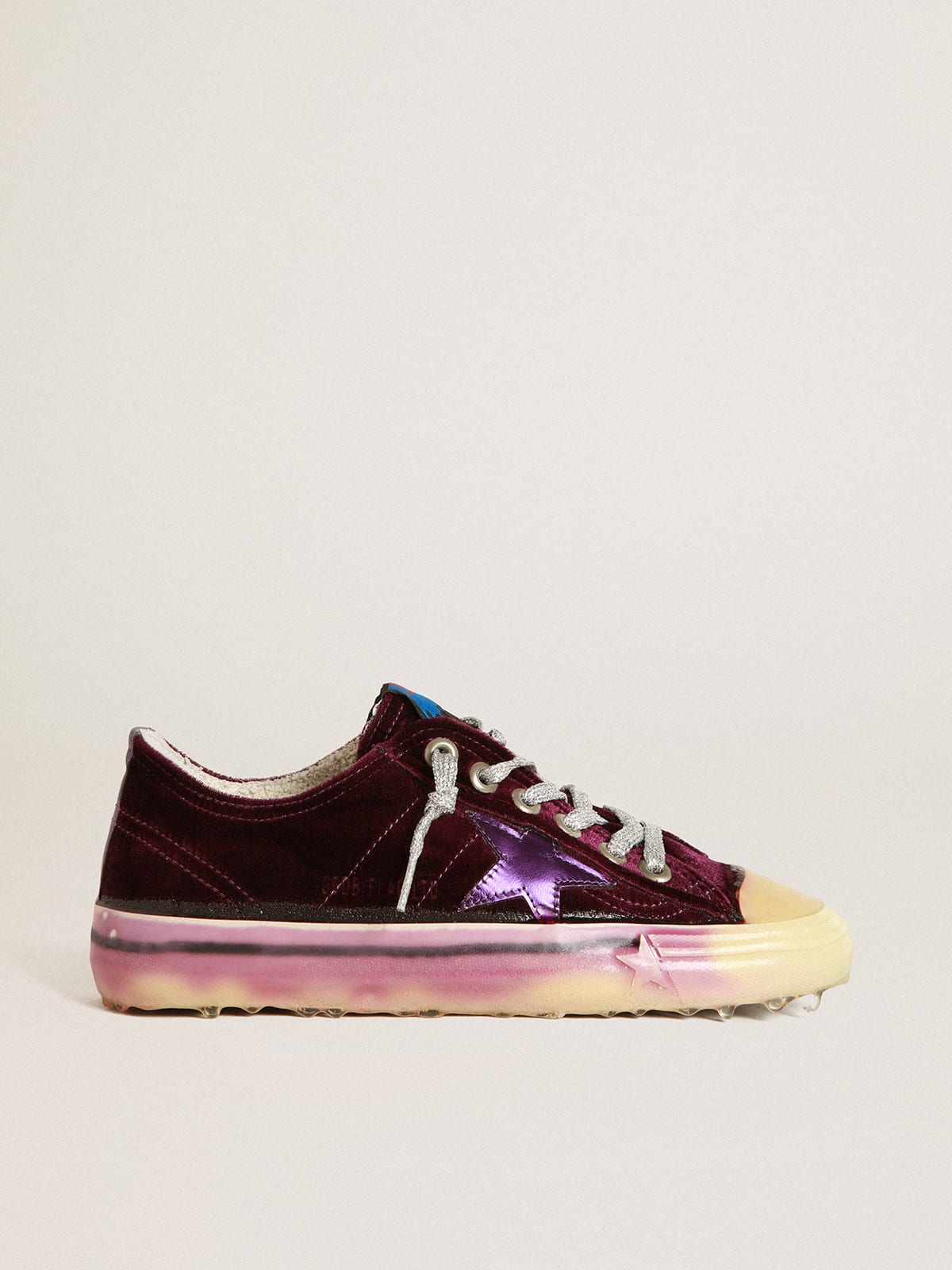 V-Star LTD sneakers in purple velvet with a pale purple laminated leather star and heel tab