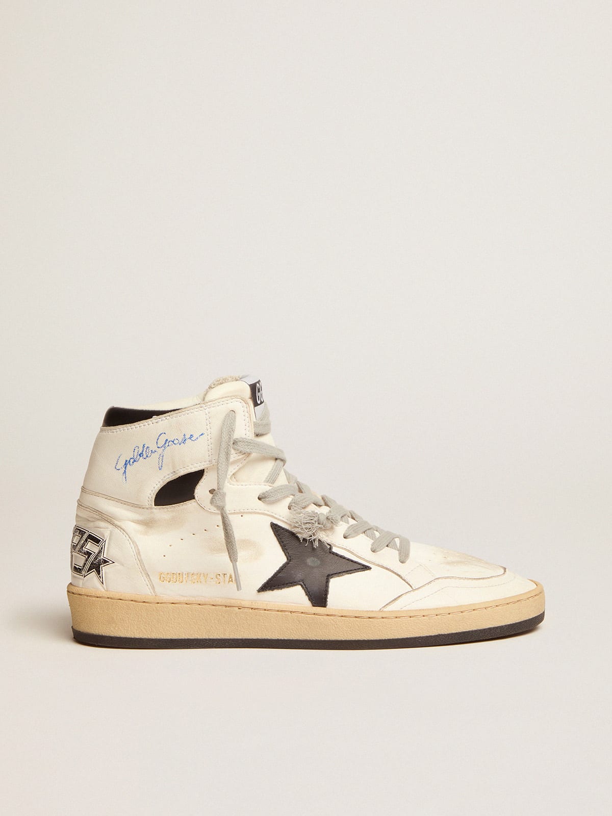 Women's Sky-Star sneakers with signature on the ankle and black leather inserts