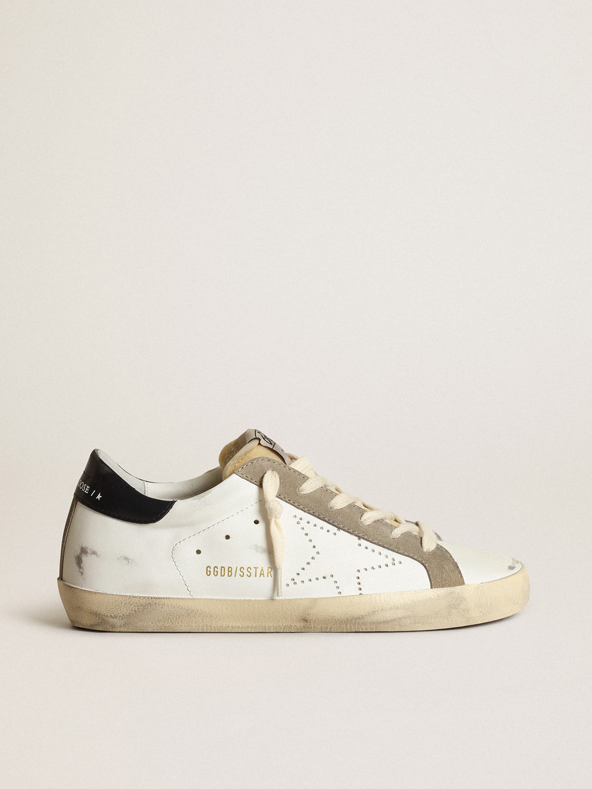 Women's Super-Star sneakers with perforated star and glossy midnight-blue leather heel tab