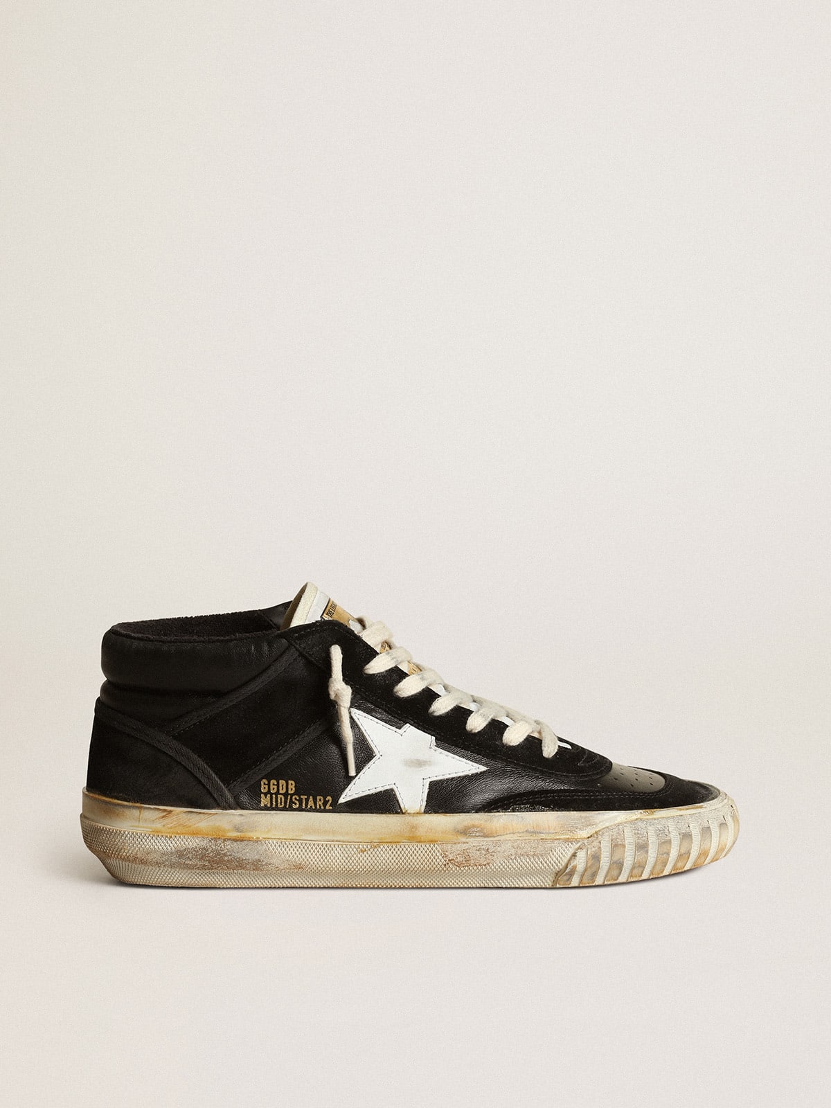 Women's Mid Star in black nappa and suede with white leather star