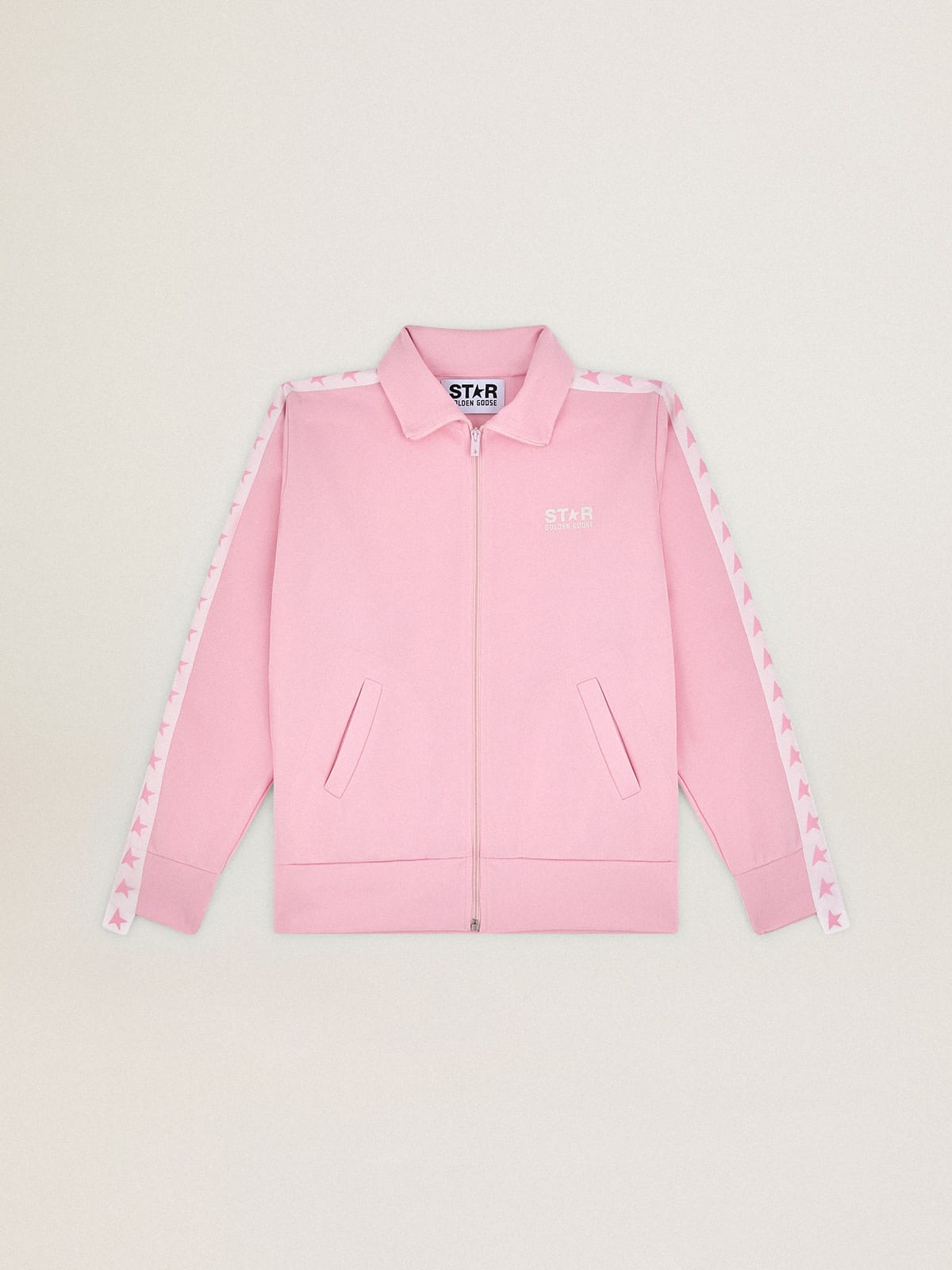 Women's pink zipped sweatshirt with contrasting pink stars