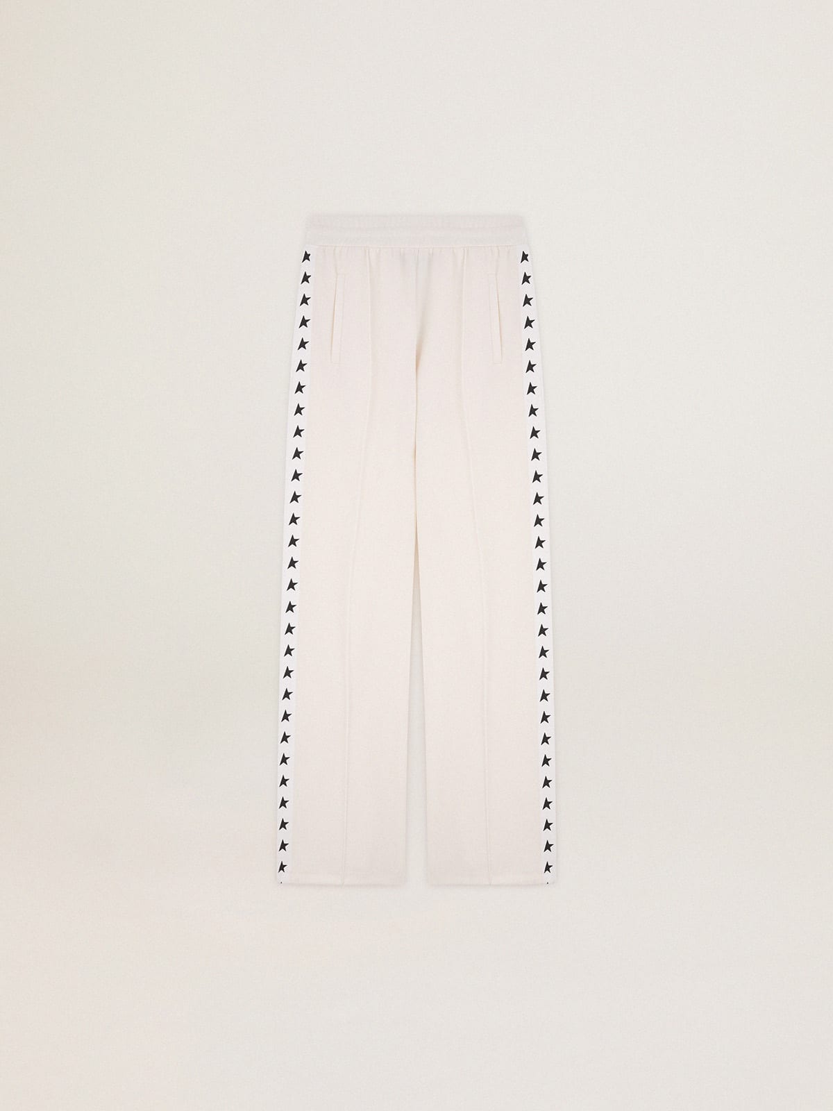 Women's white joggers with stars on the sides
