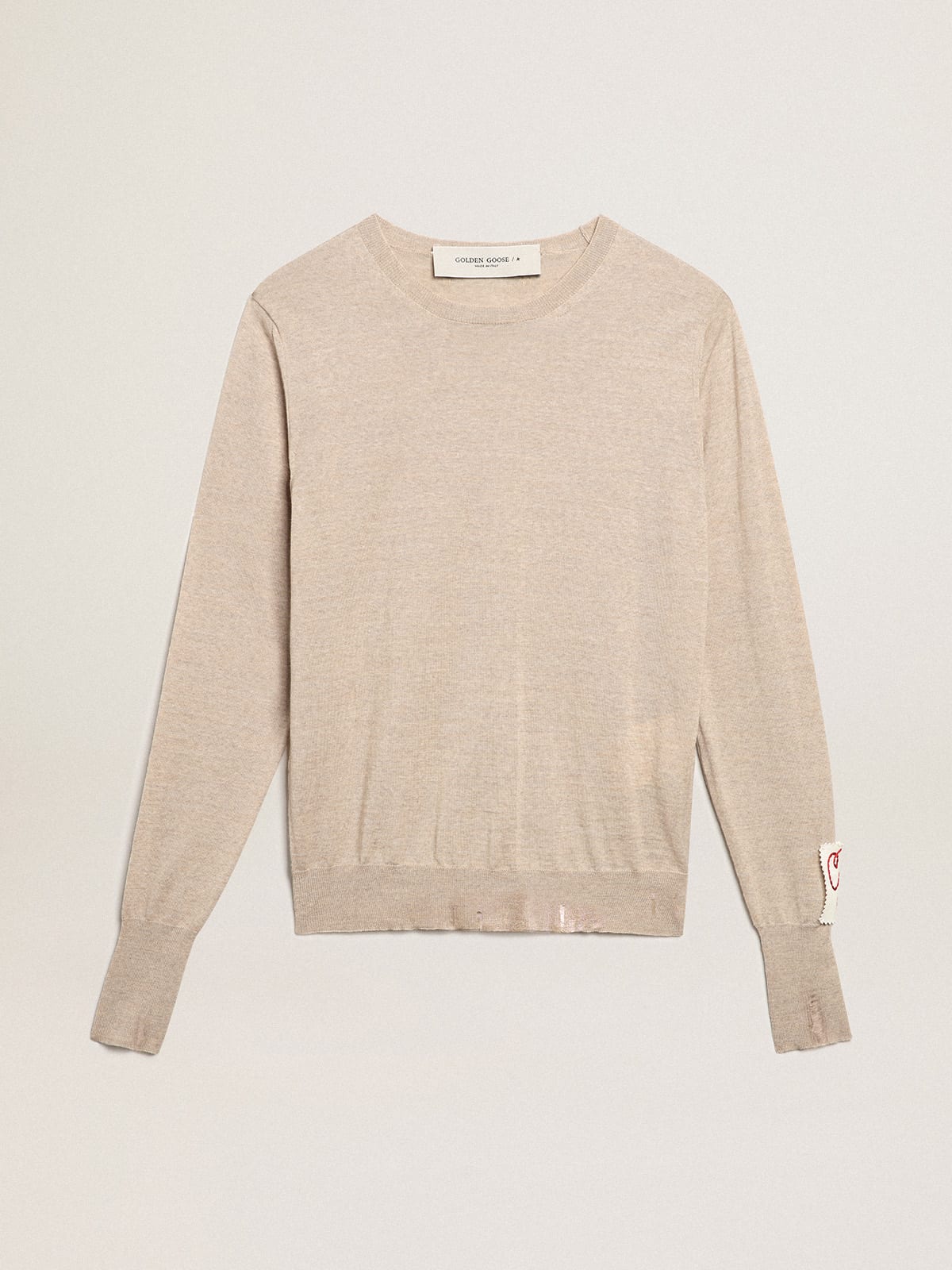 Golden Collection pullover in light brown merino wool