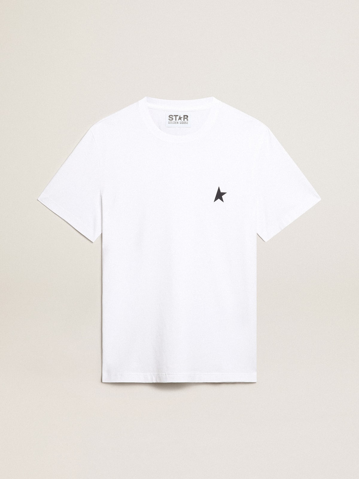 Women's white T-shirt with dark blue star on the front