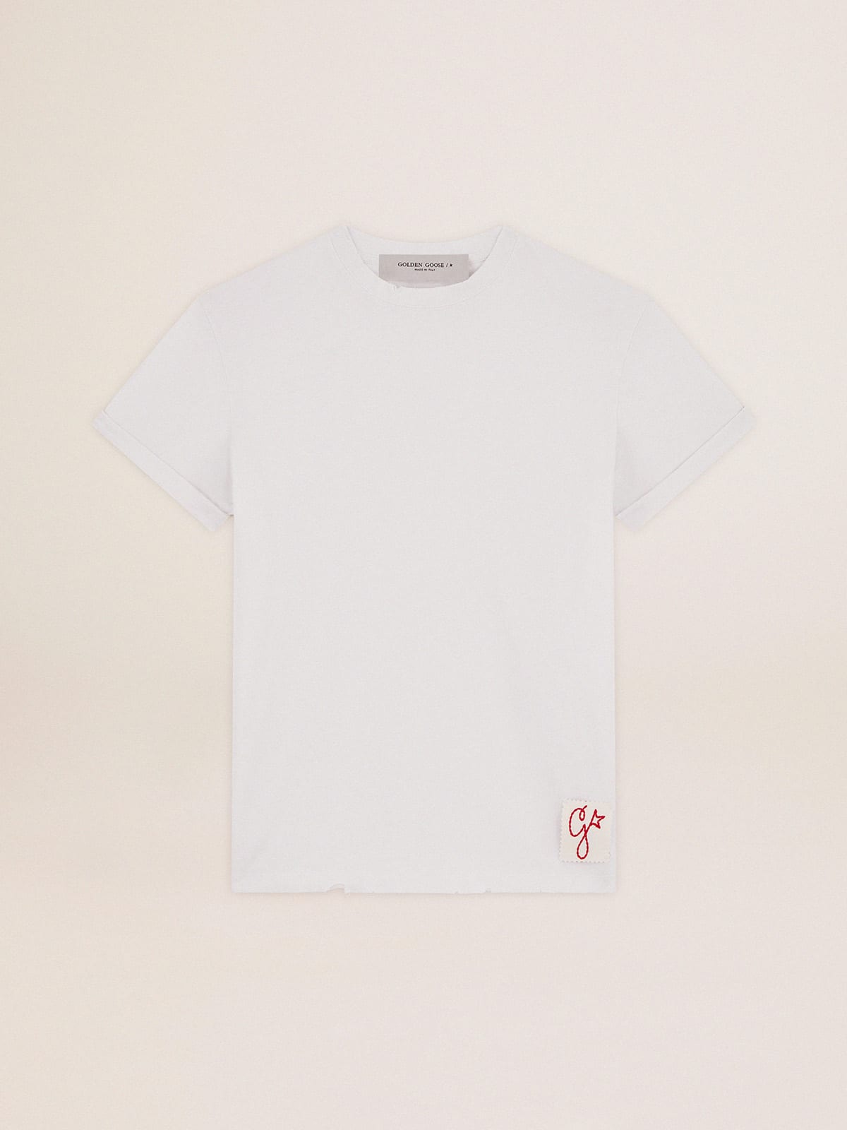 Distressed slim-fit T-shirt in white
