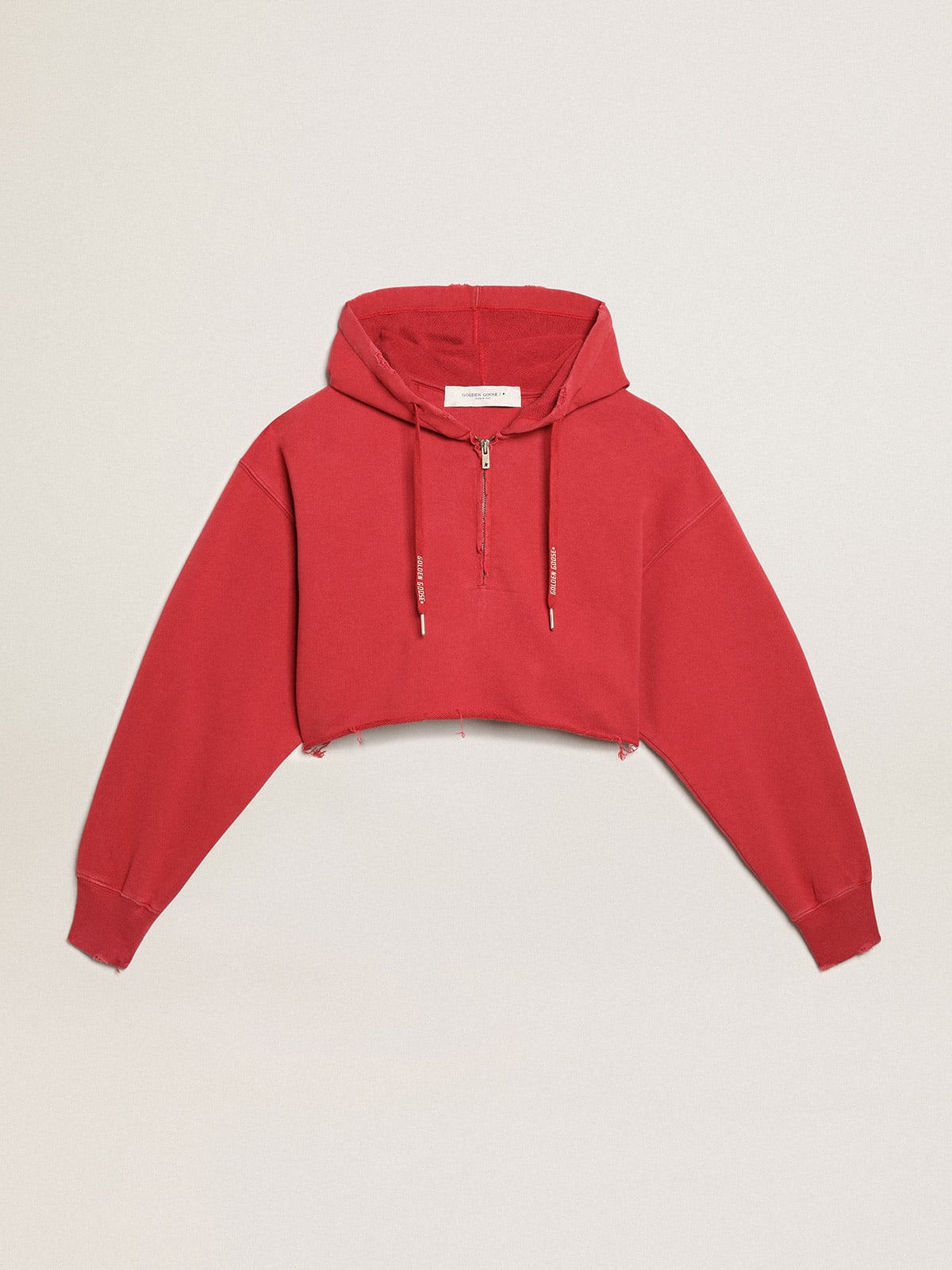 Cropped hooded sweatshirt in red