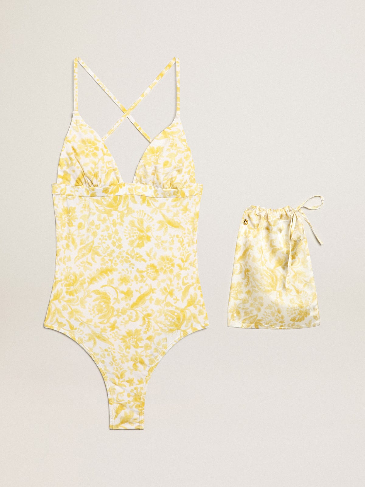 Resort Collection one-piece swimsuit with lemon yellow print