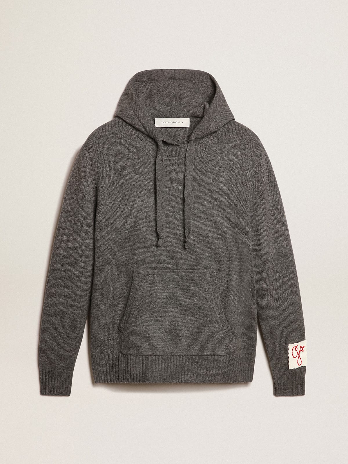 Women's gray cashmere blend sweatshirt with hood